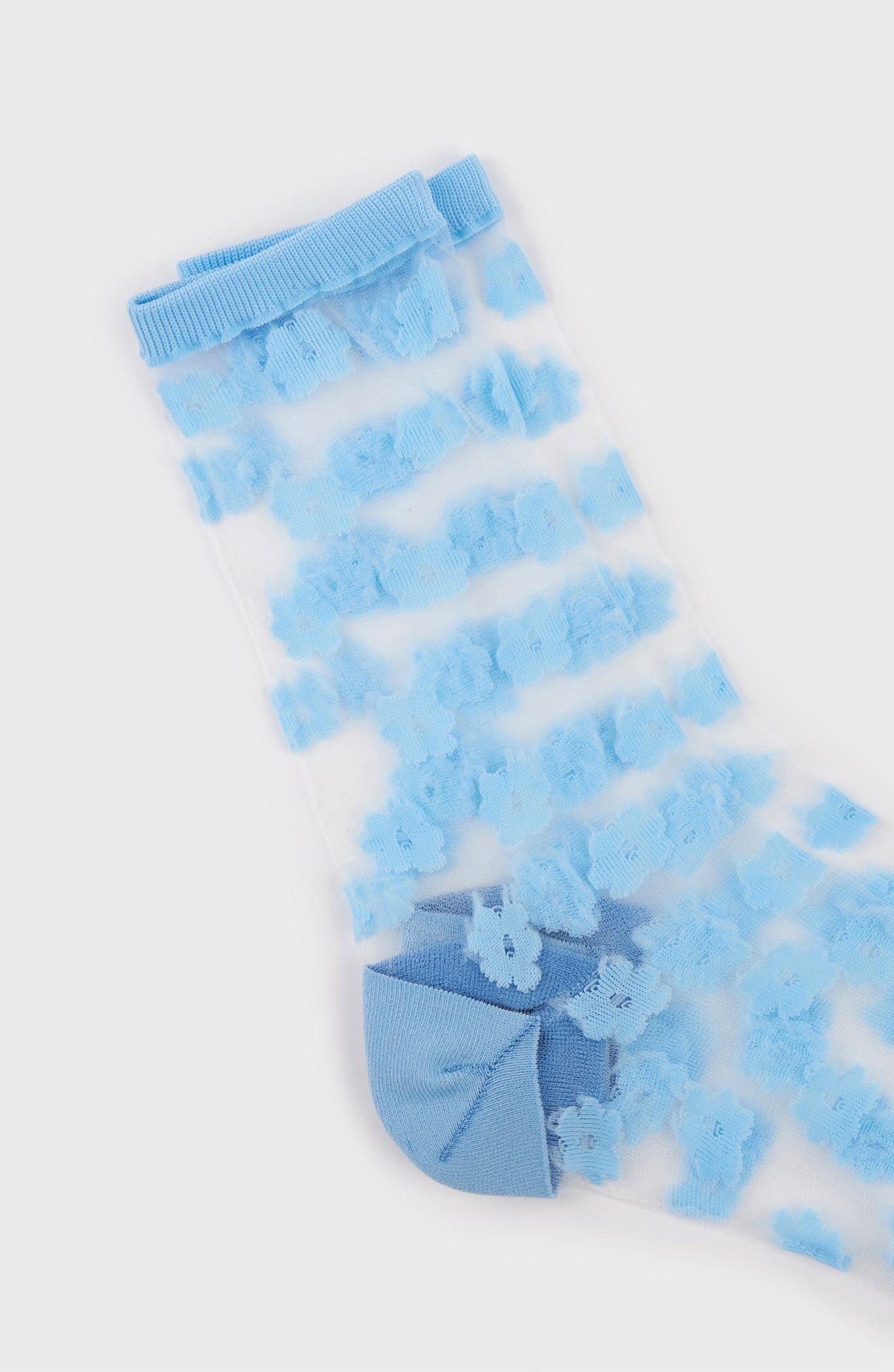 Light blue sheer tiny flower socks_4