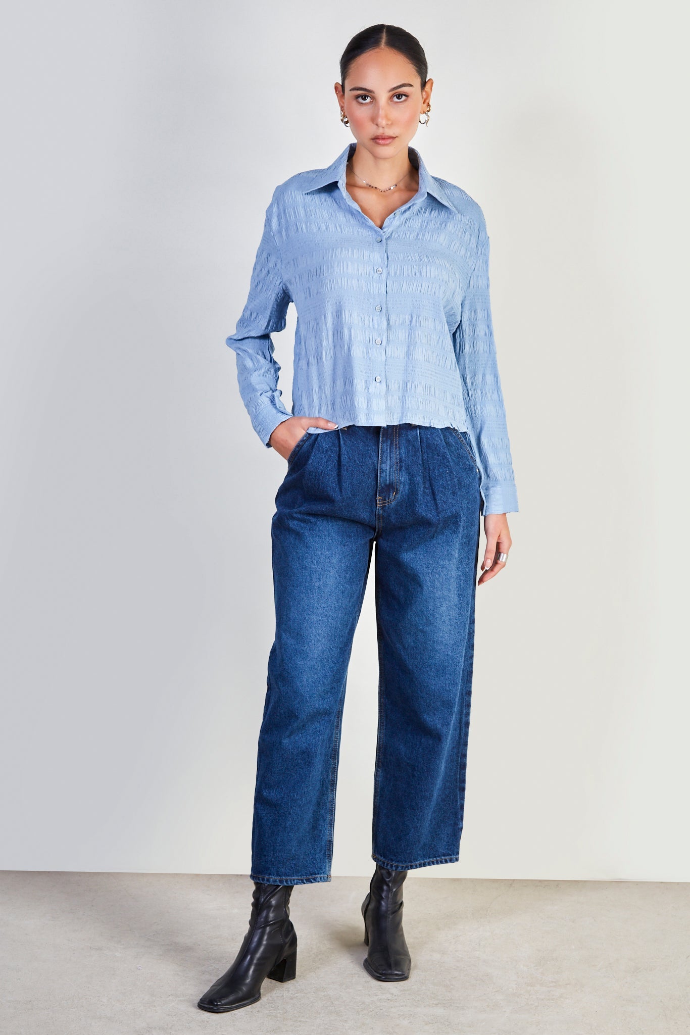 Light blue textured shirt blouse_2