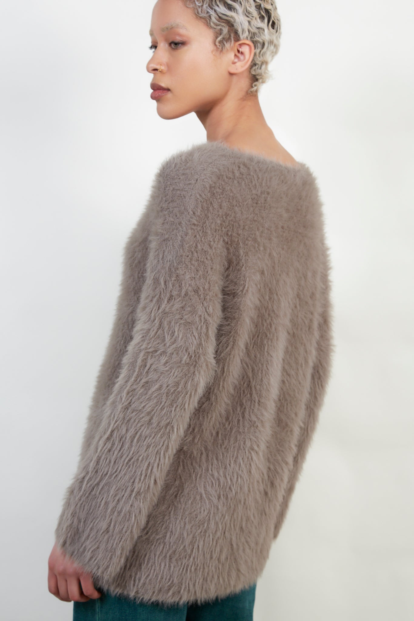 Light brown fuzzy peek neck jumper_2