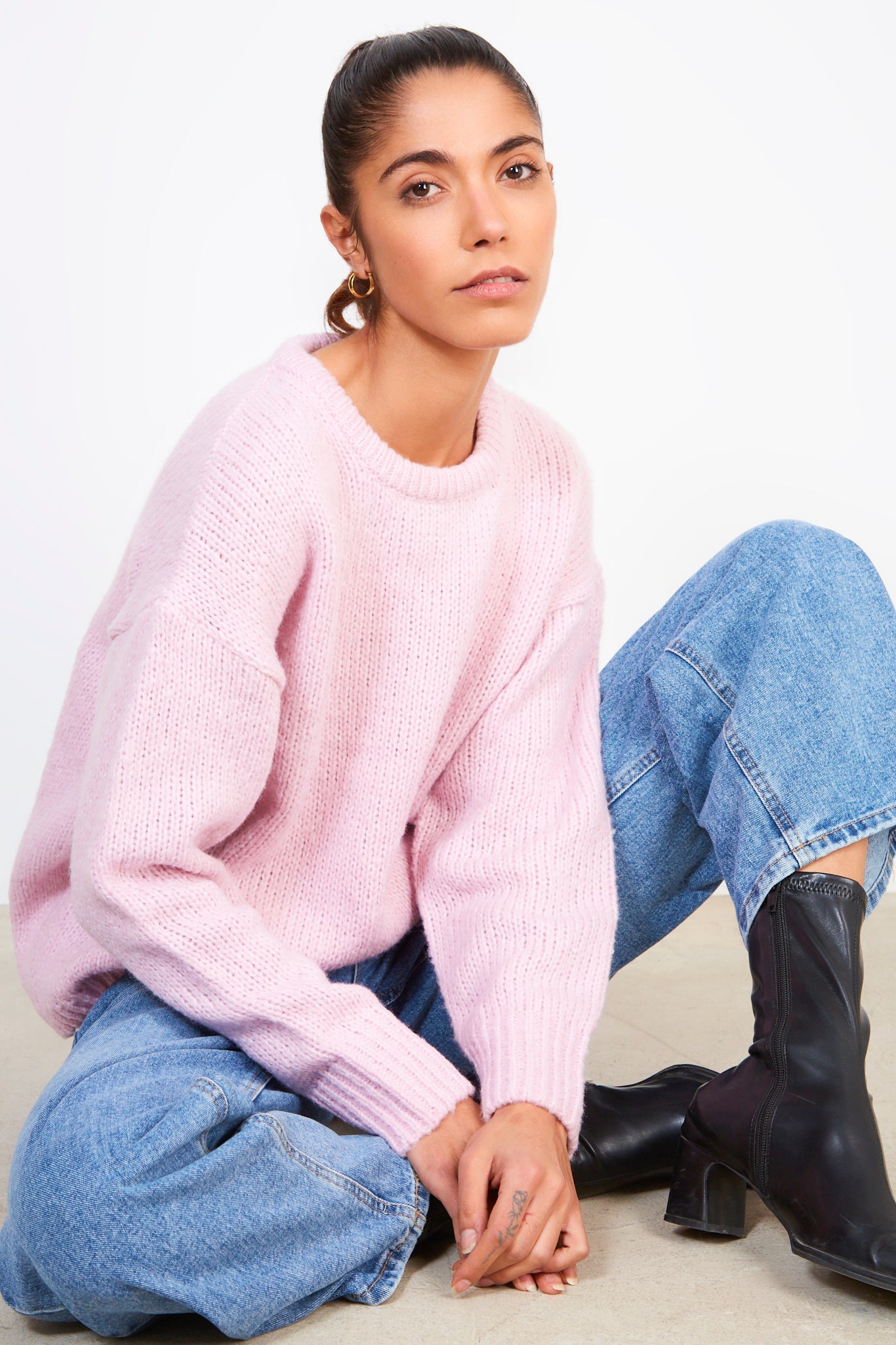 Light pink thick collar oversized jumper_1
