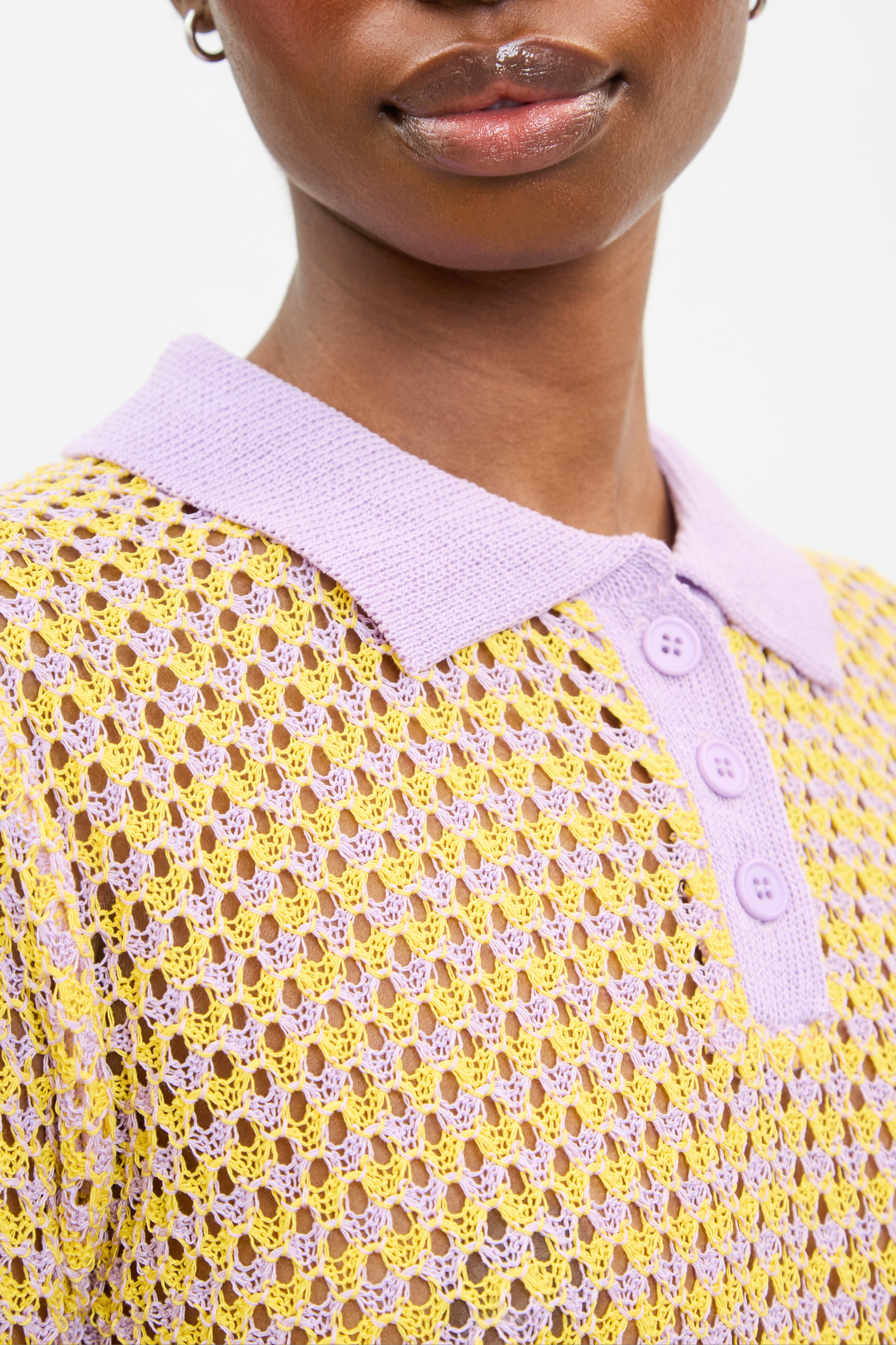 Lilac and yellow mix knit polo_3