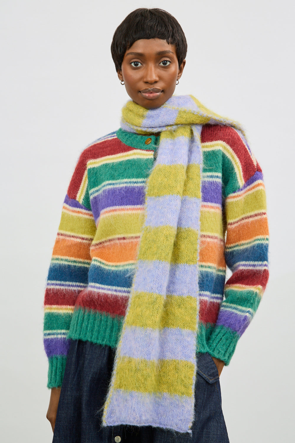 Lilac and yellow striped scarf_7