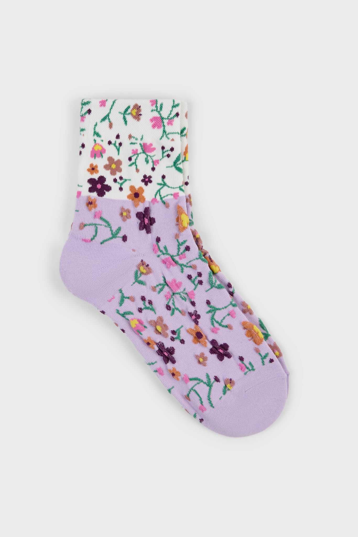 Lilac floral colourblock socks_1