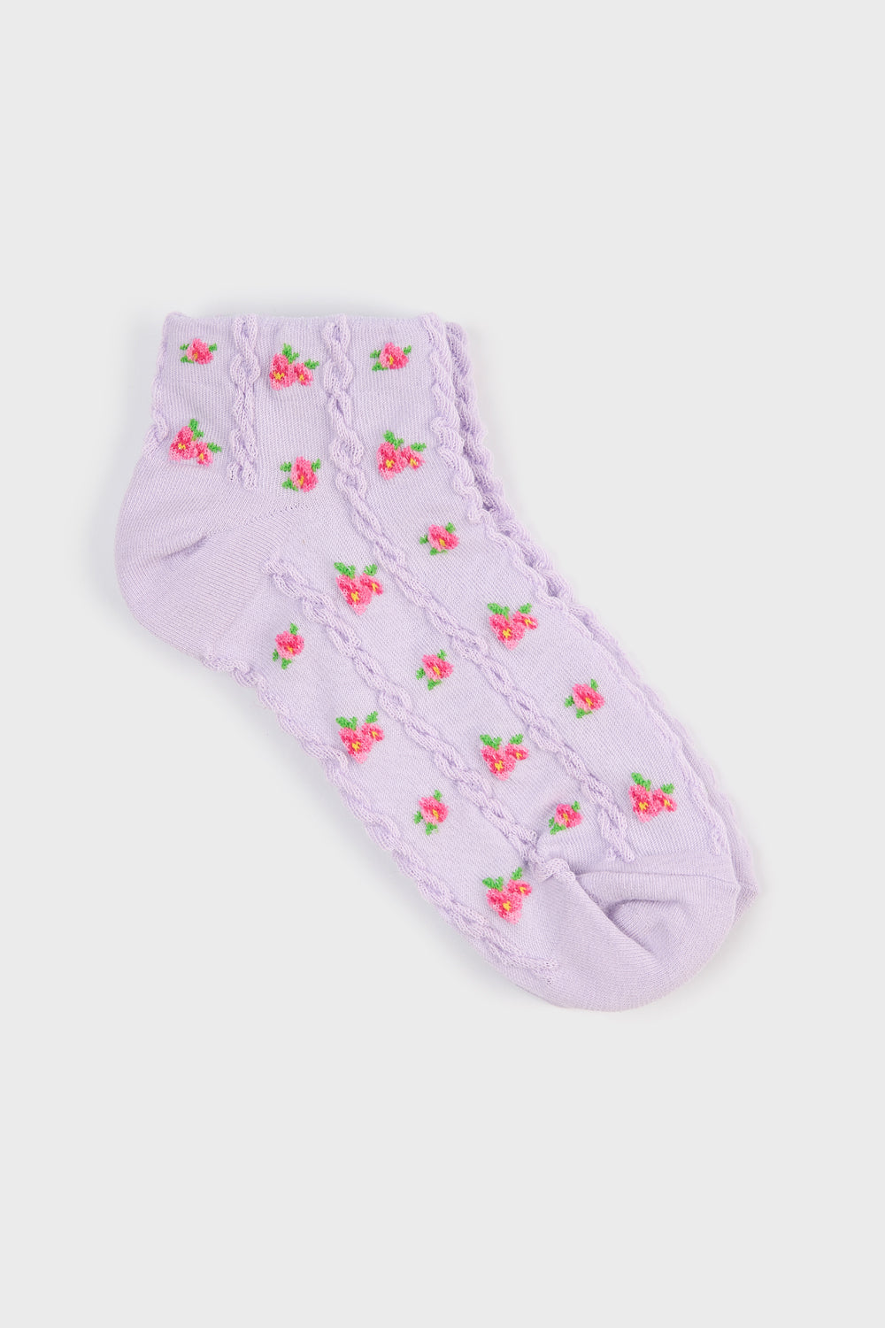 Lilac lattice tiny pink flowers pop socks_3