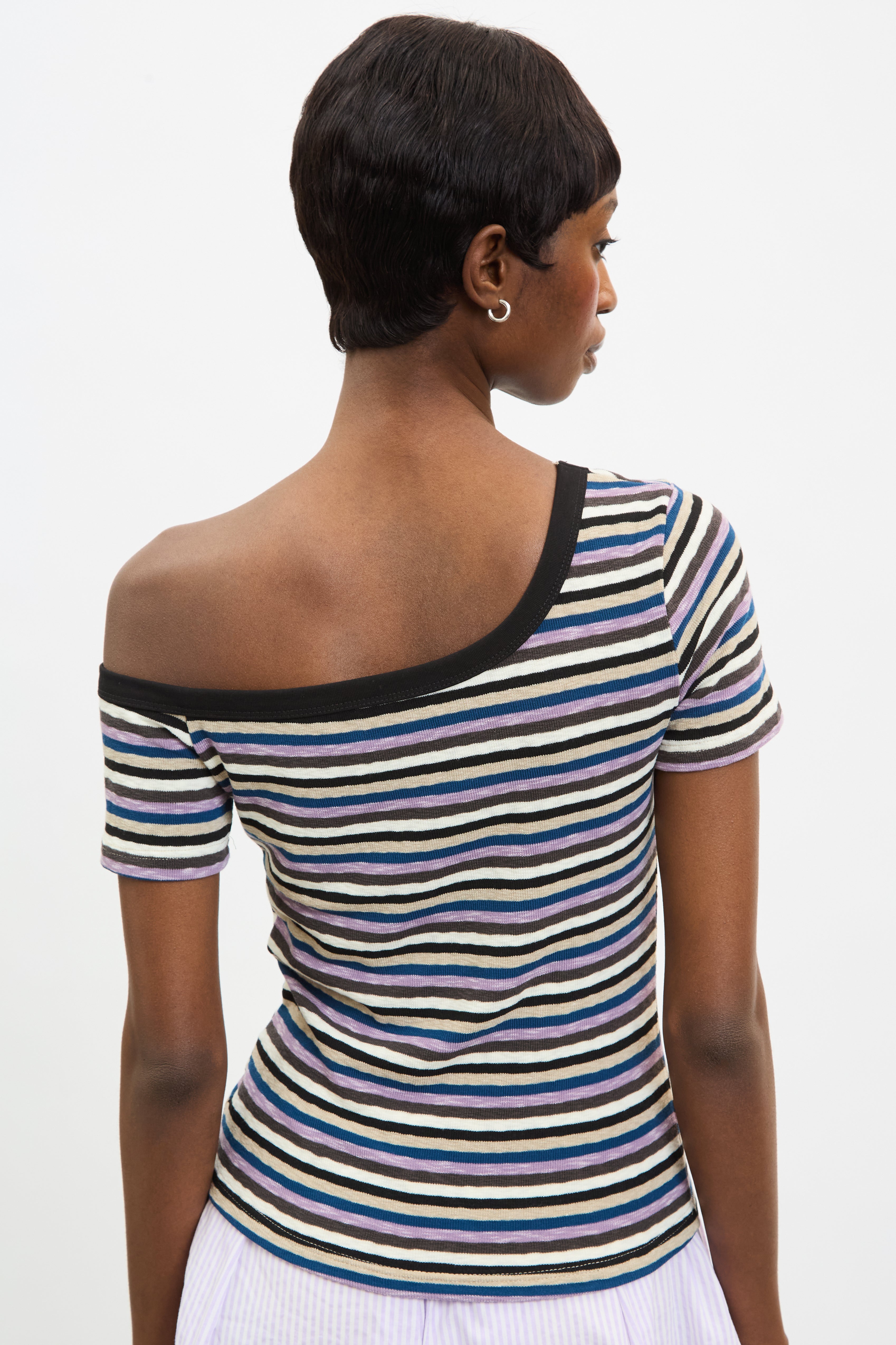 Lilac multi striped off shoulder tee_2