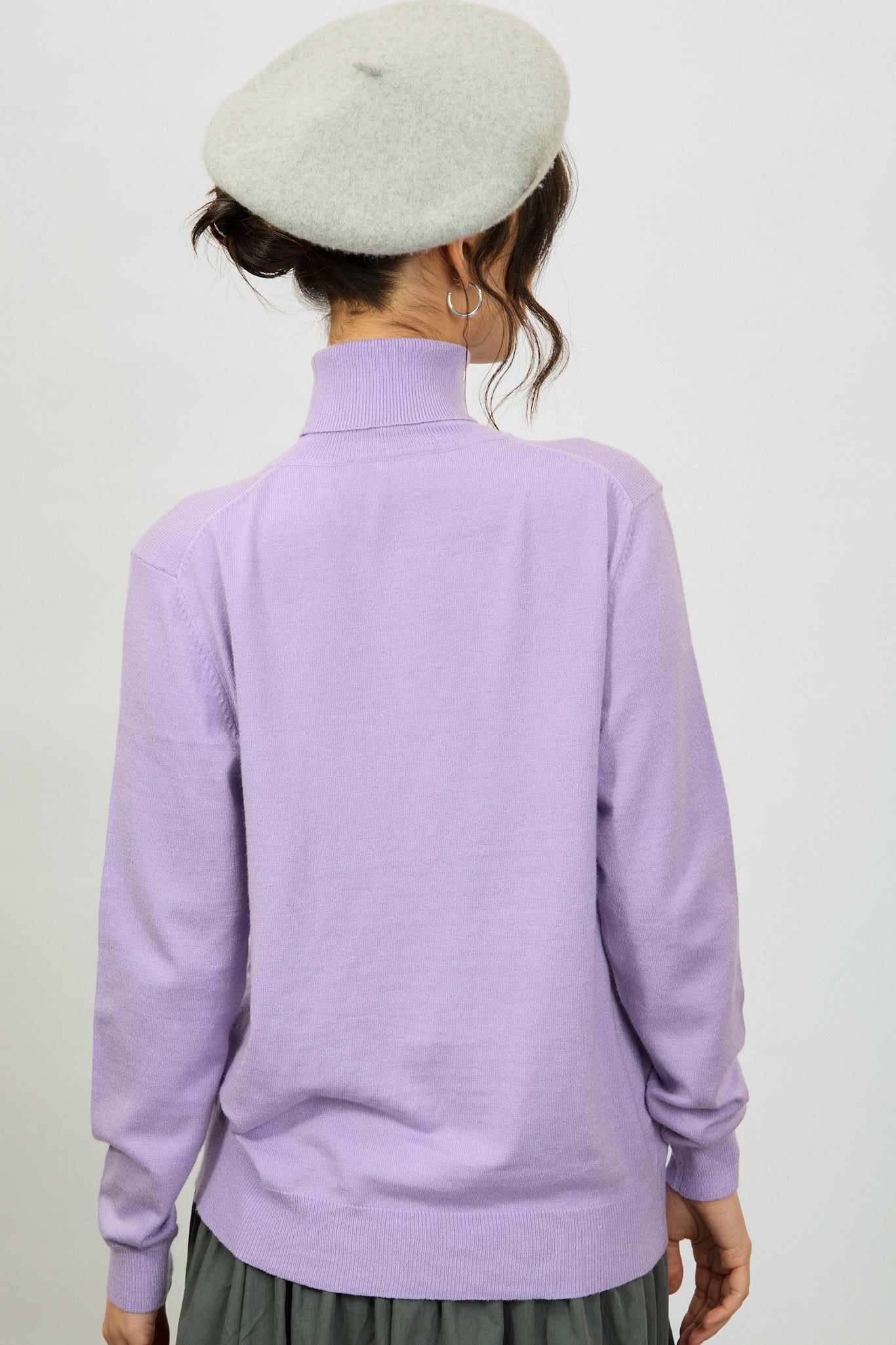Lilac semi sheer thin knit turtleneck_2