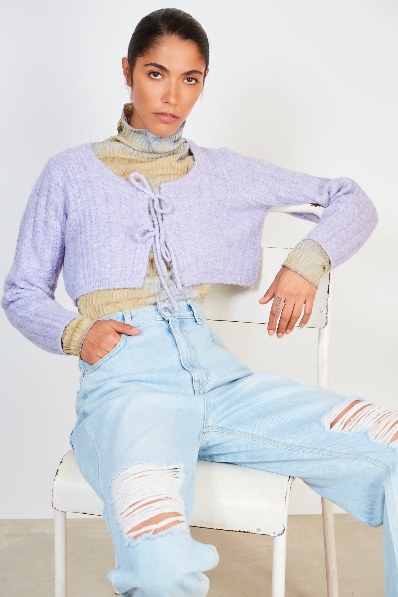 Lilac double tie cardigan_4