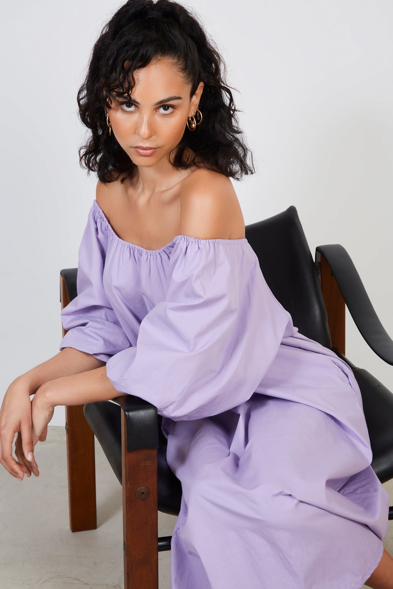 Lilac giant puff sleeve dress_5