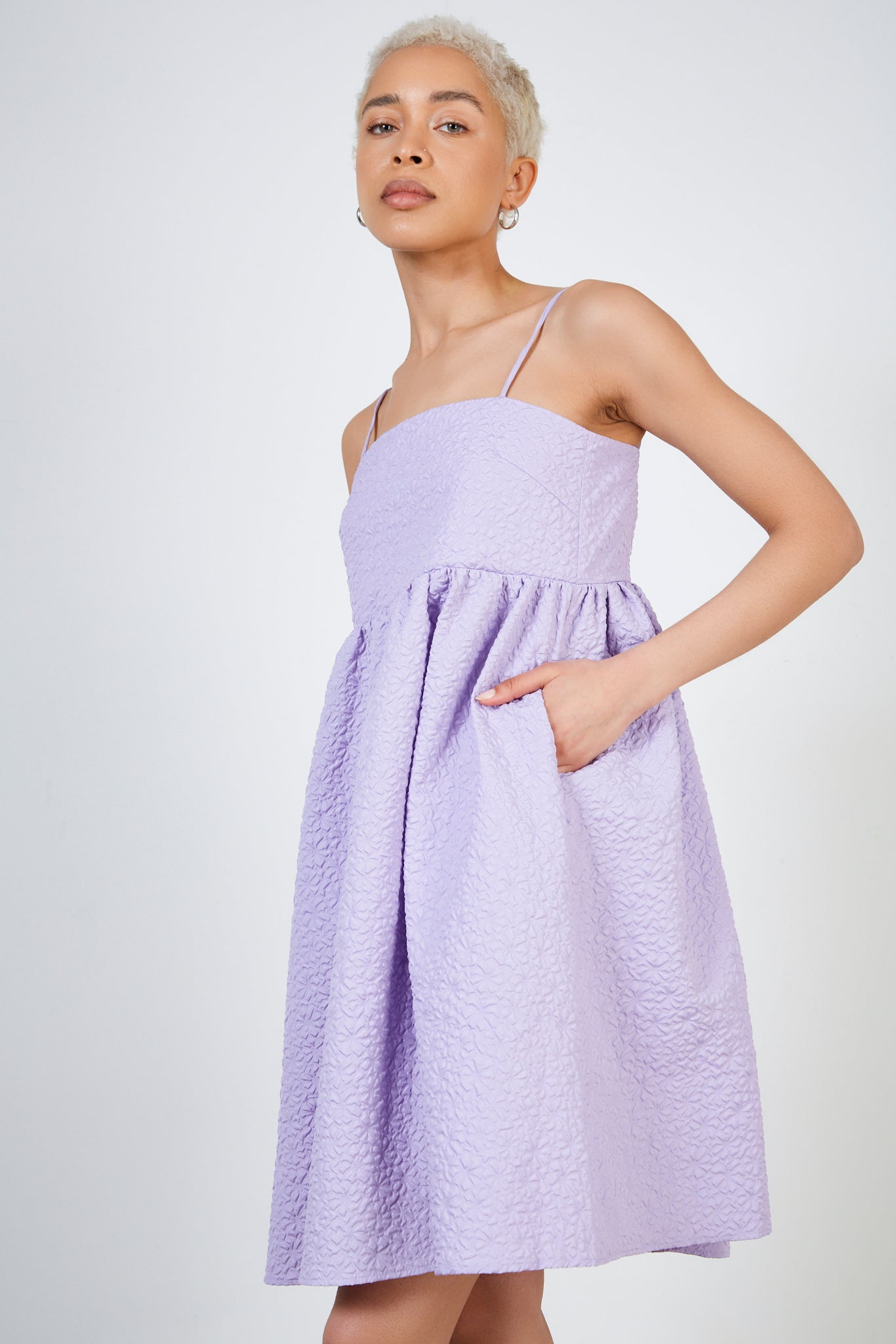 Lilac textured spaghetti strap dress_3