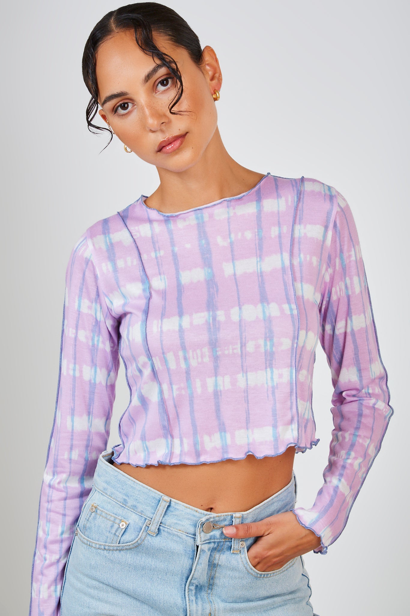 Lilac tie dye long sleeved top_1