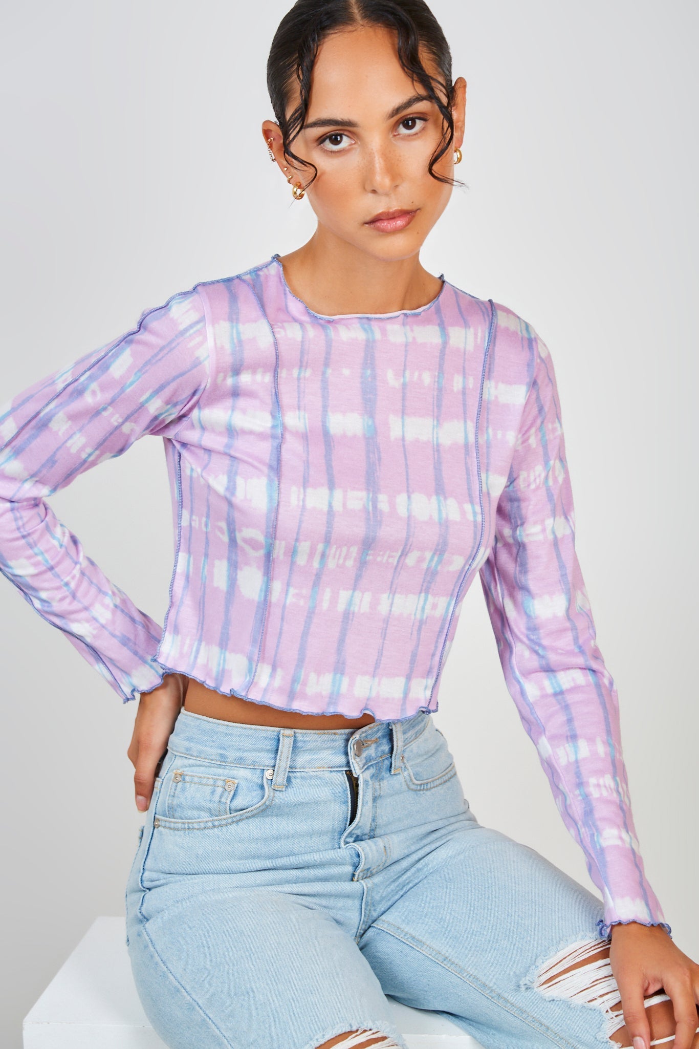 Lilac tie dye long sleeved top_5