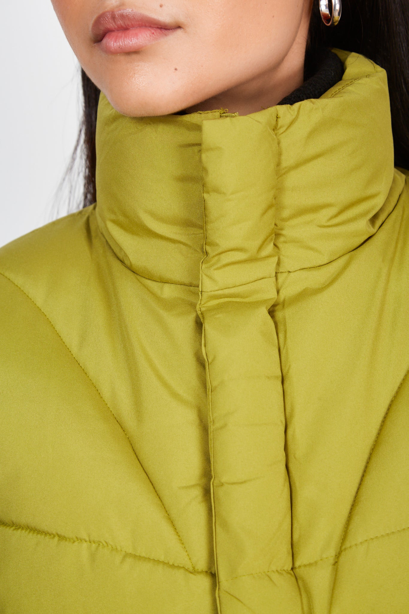 Lime green high neck puffer jacket_4