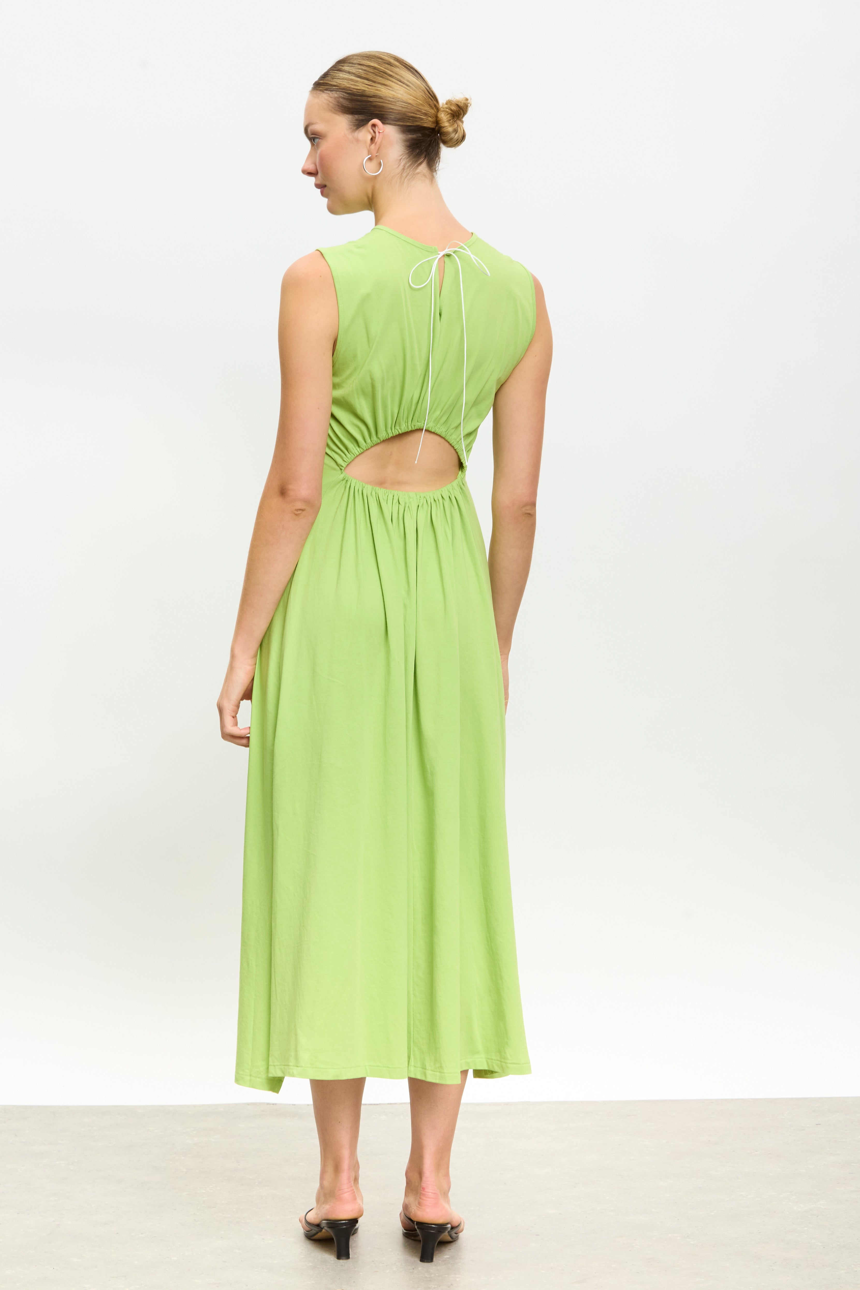 Lime green peek back jersey dress_1