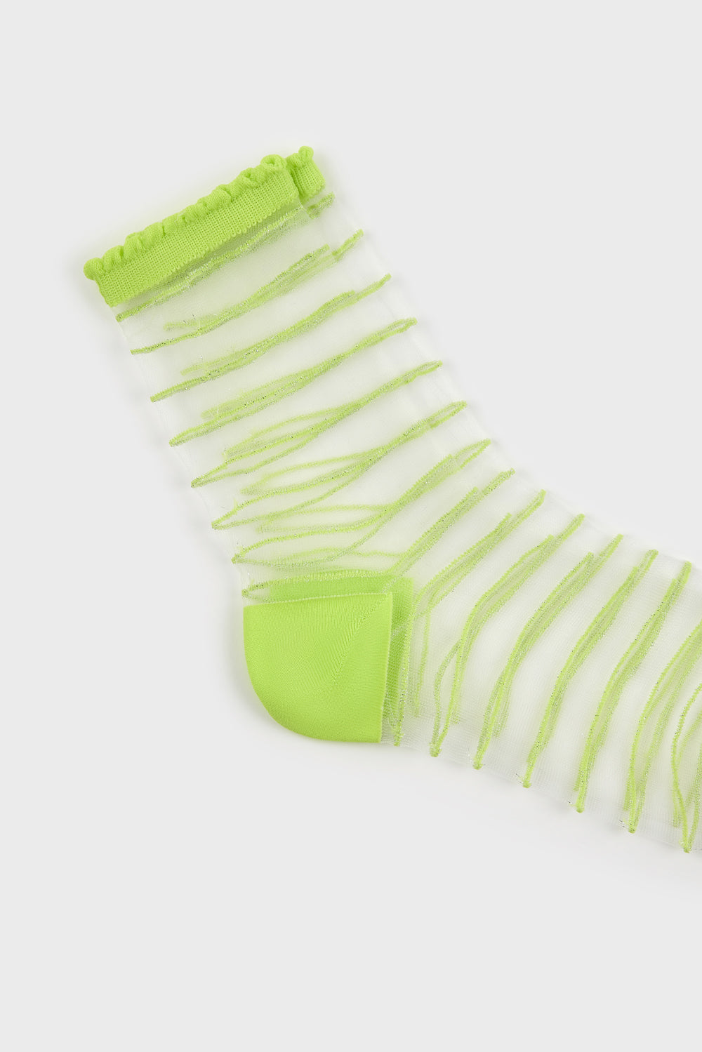 Lime green sheer horizontal stripe socks_4