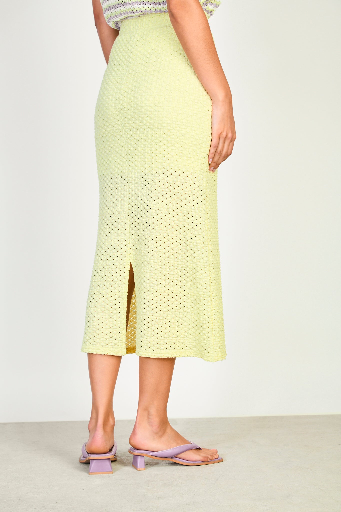 Lime green textured pencil skirt_2