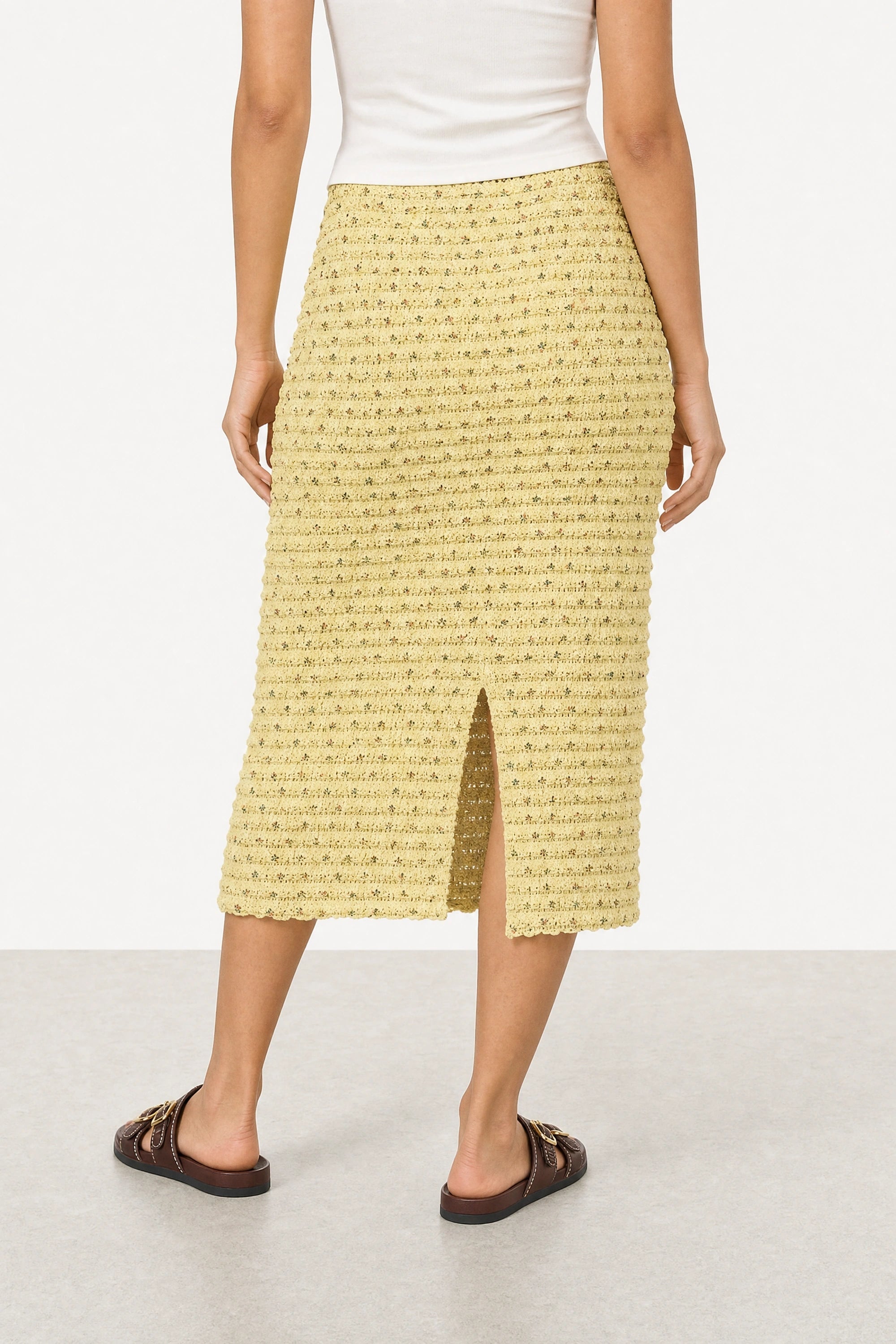 Lime green tiered floral lace pencil skirt_4