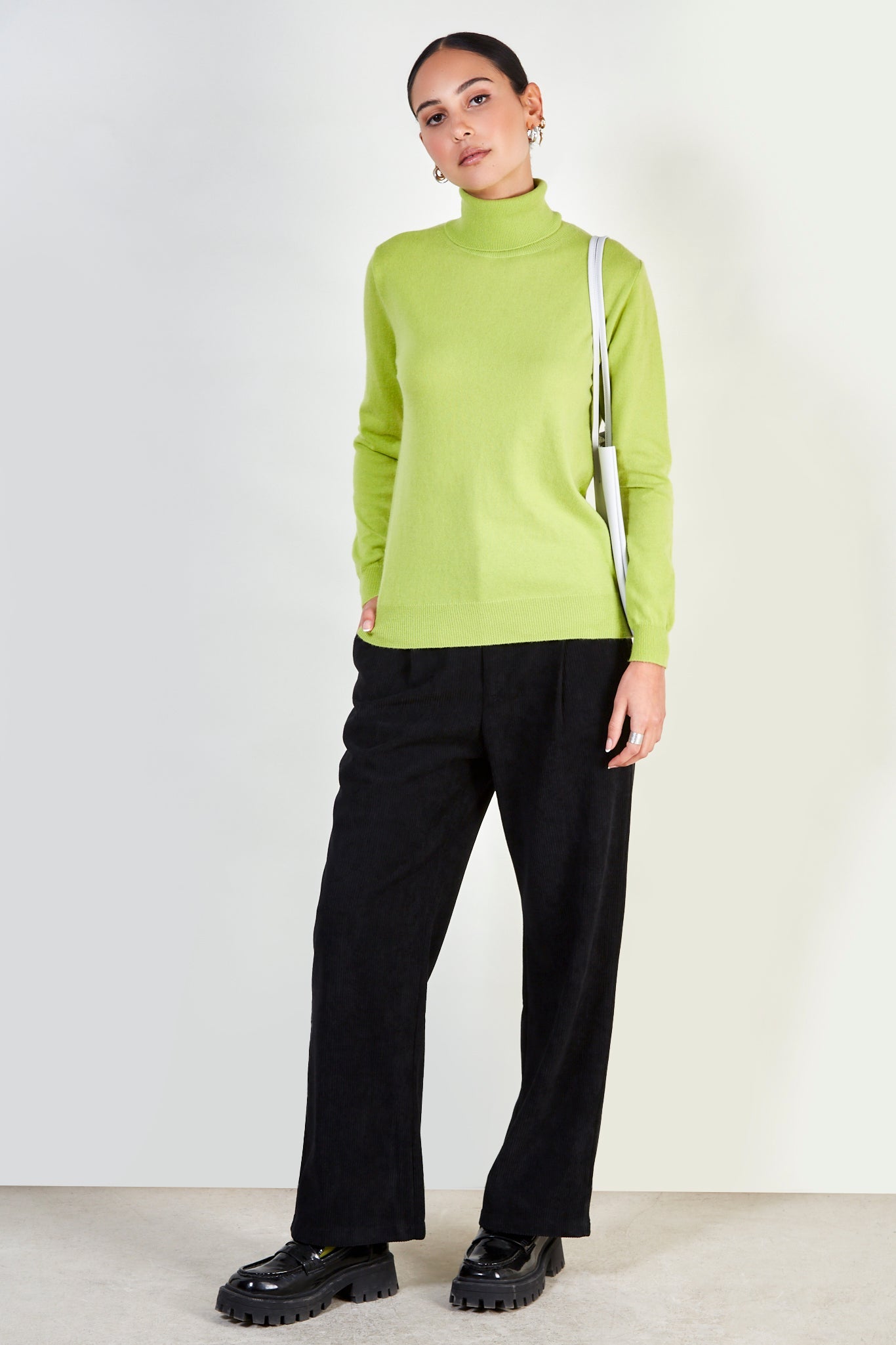 Lime green cashmere blend turtleneck_2