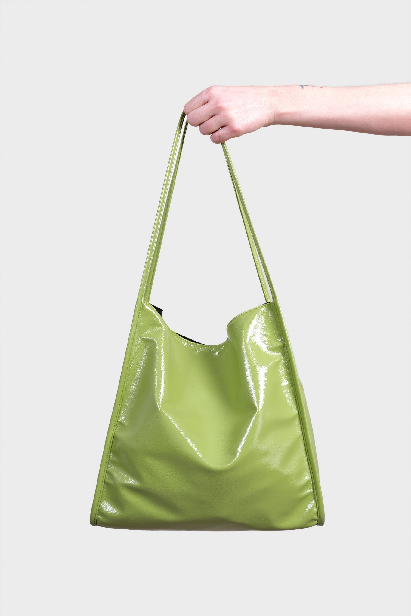 Lime green high shine PVC tote bag_4