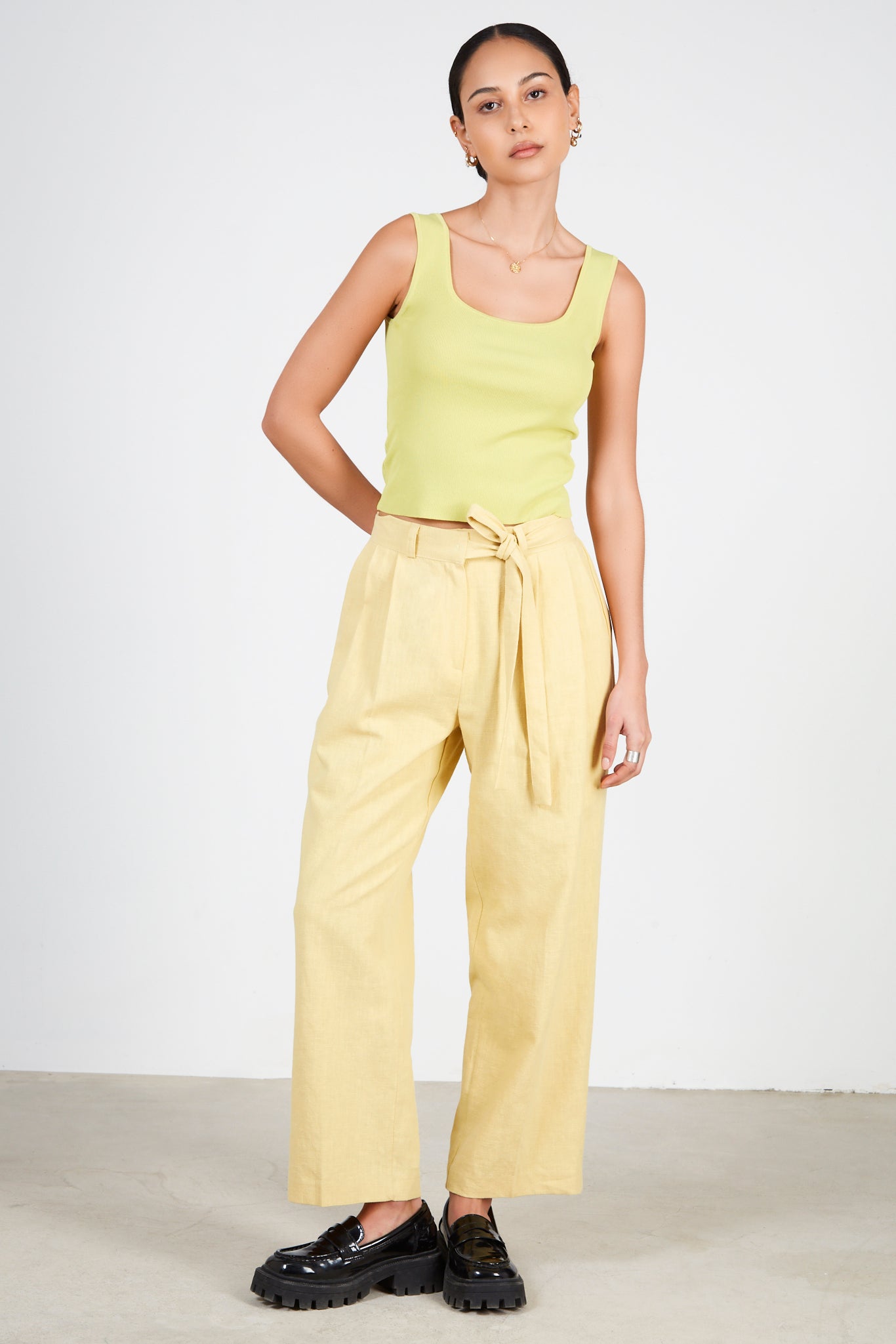 Lime green thick strap knit tank_5