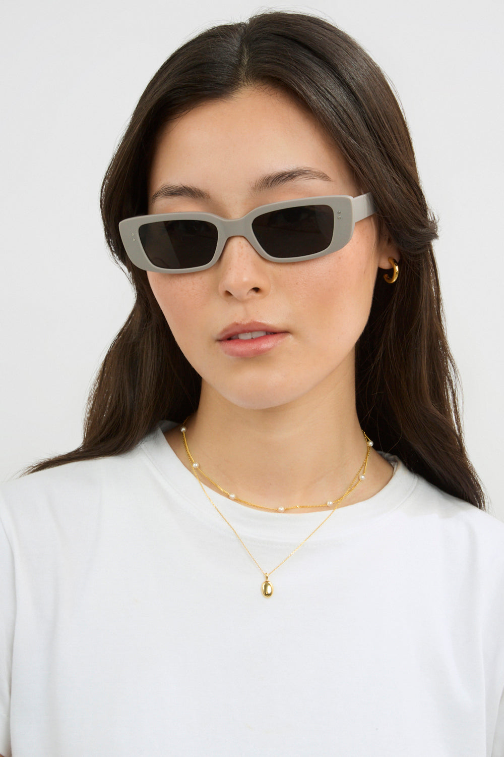 Matte grey thin rectangular sunglasses_1