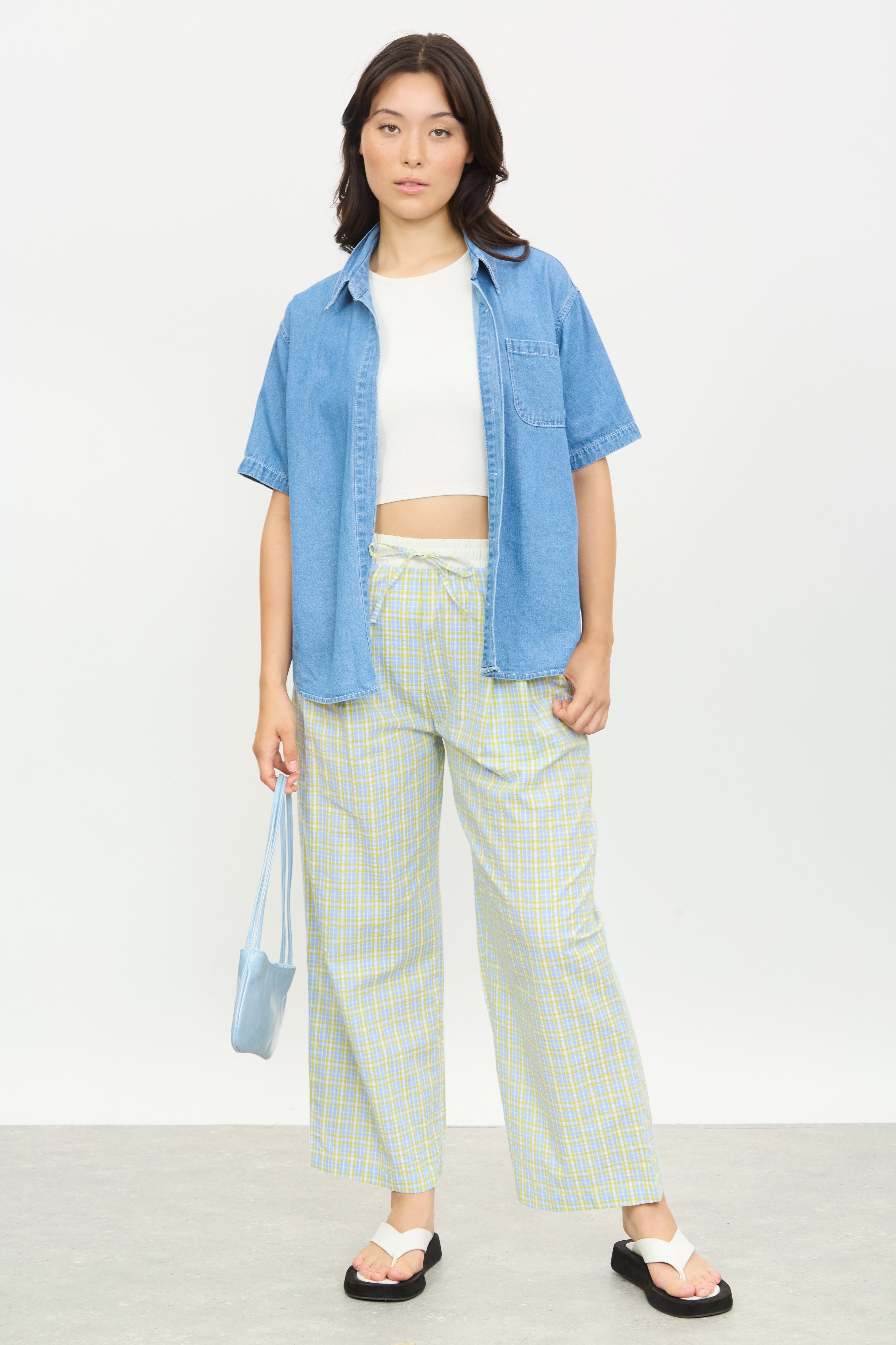 Mid blue denim short sleeve shirt_5