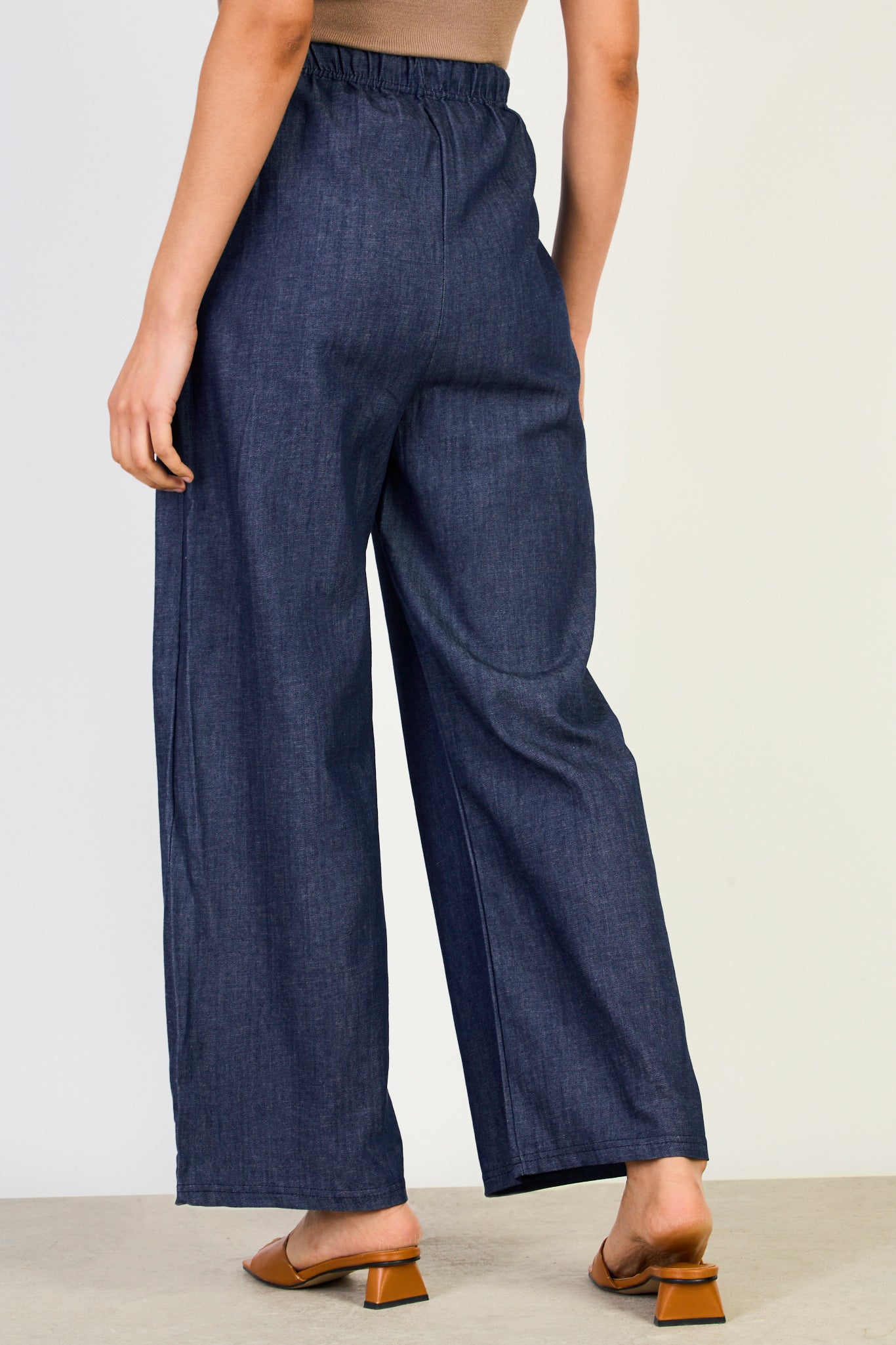 Mid blue denim tie front denim trousers_2