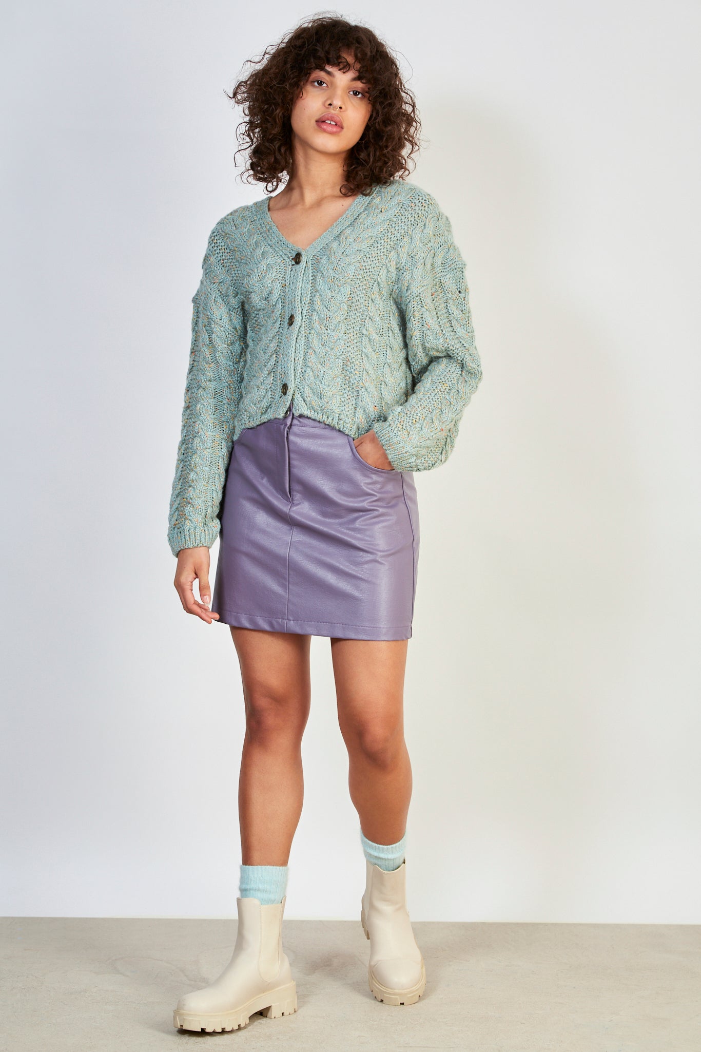 Mint green cableknit chunky cardigan_3