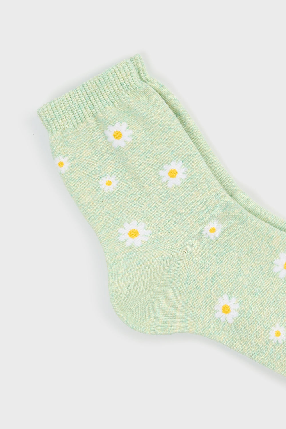 Mint green dotted daisies socks_4