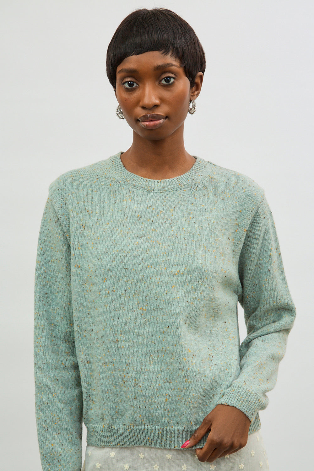 Mint green flecked wool blend jumper_1
