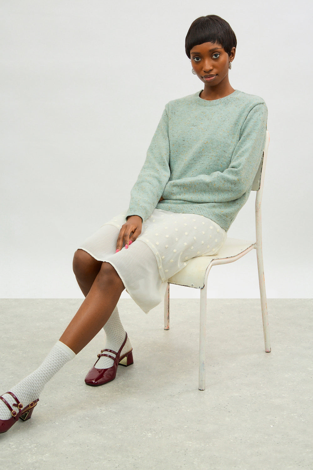 Mint green flecked wool blend jumper_5