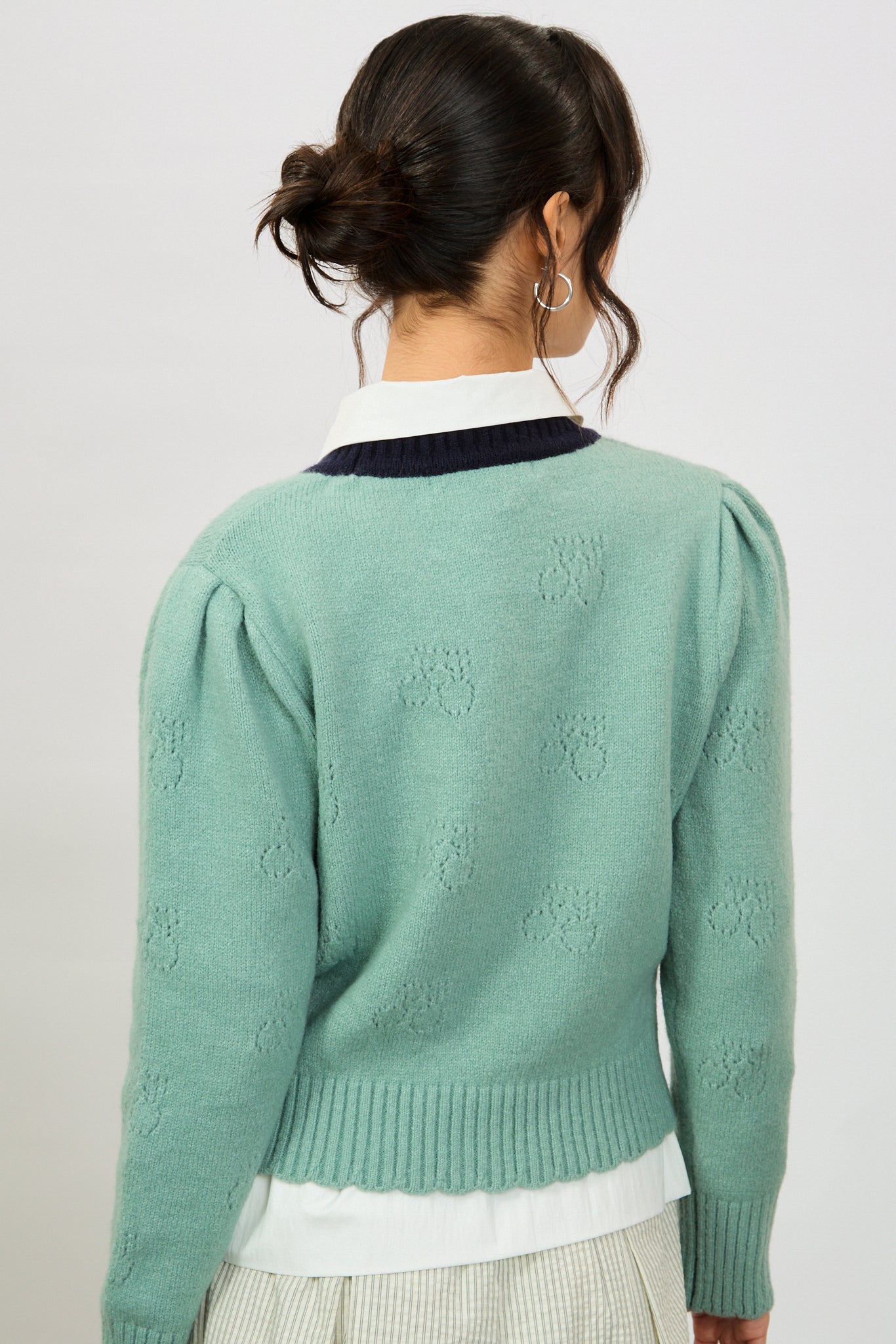 Mint green intarsia floral navy scalloped trim jumper_2