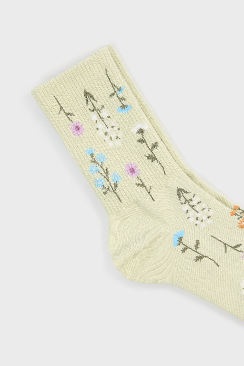 Mint green scattered wild flower socks_4