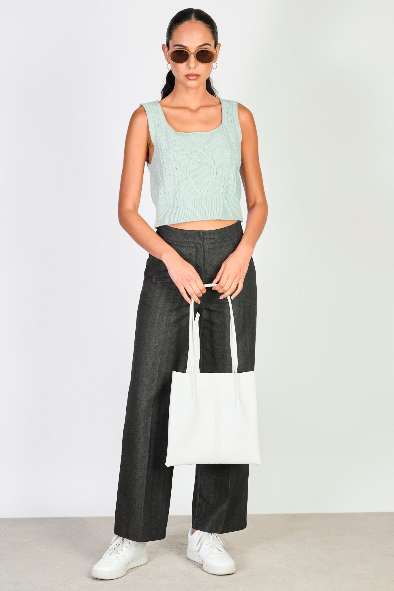 Mint green square neck cableknit tank_4