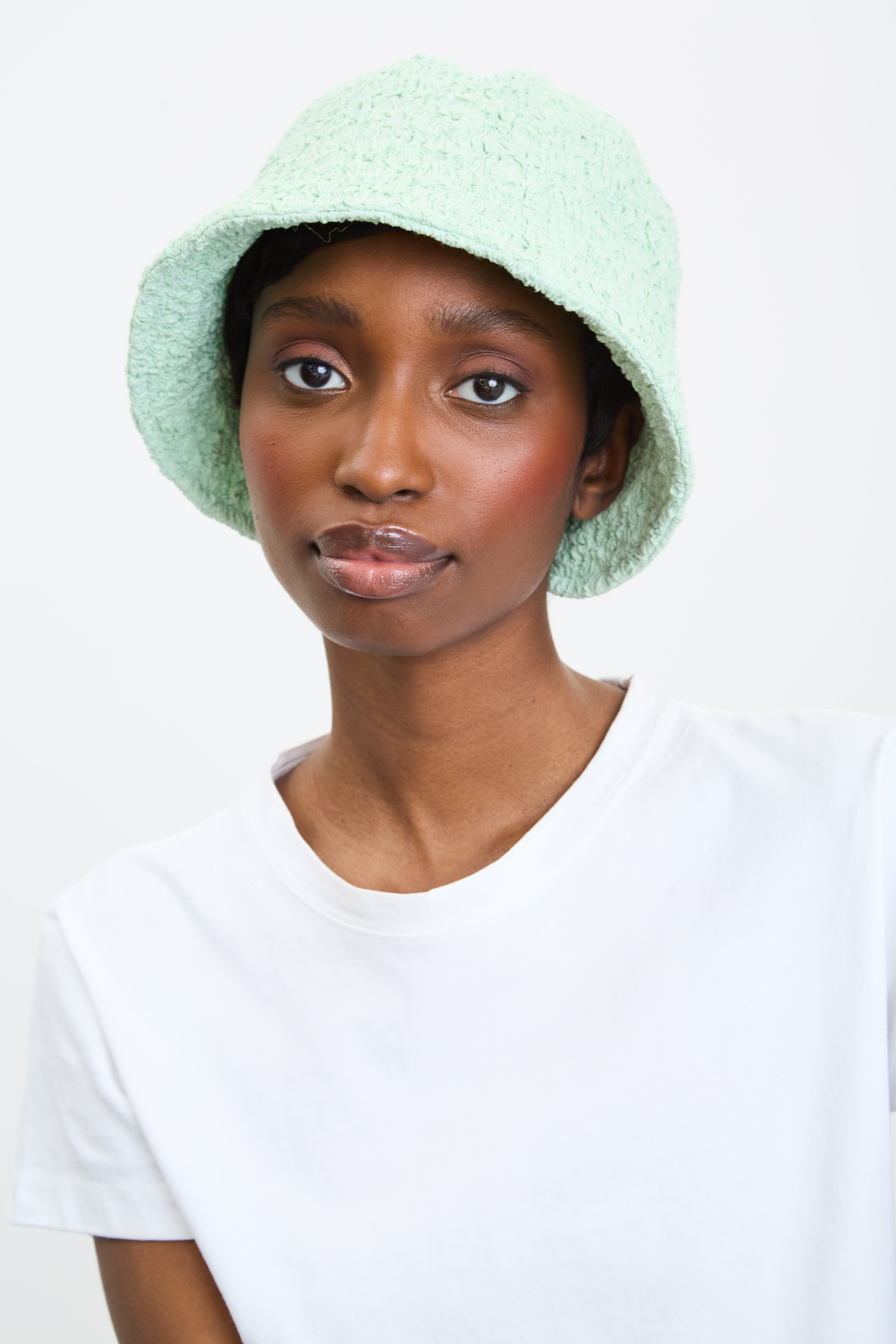 Mint green textured slim profile bucket hat_5
