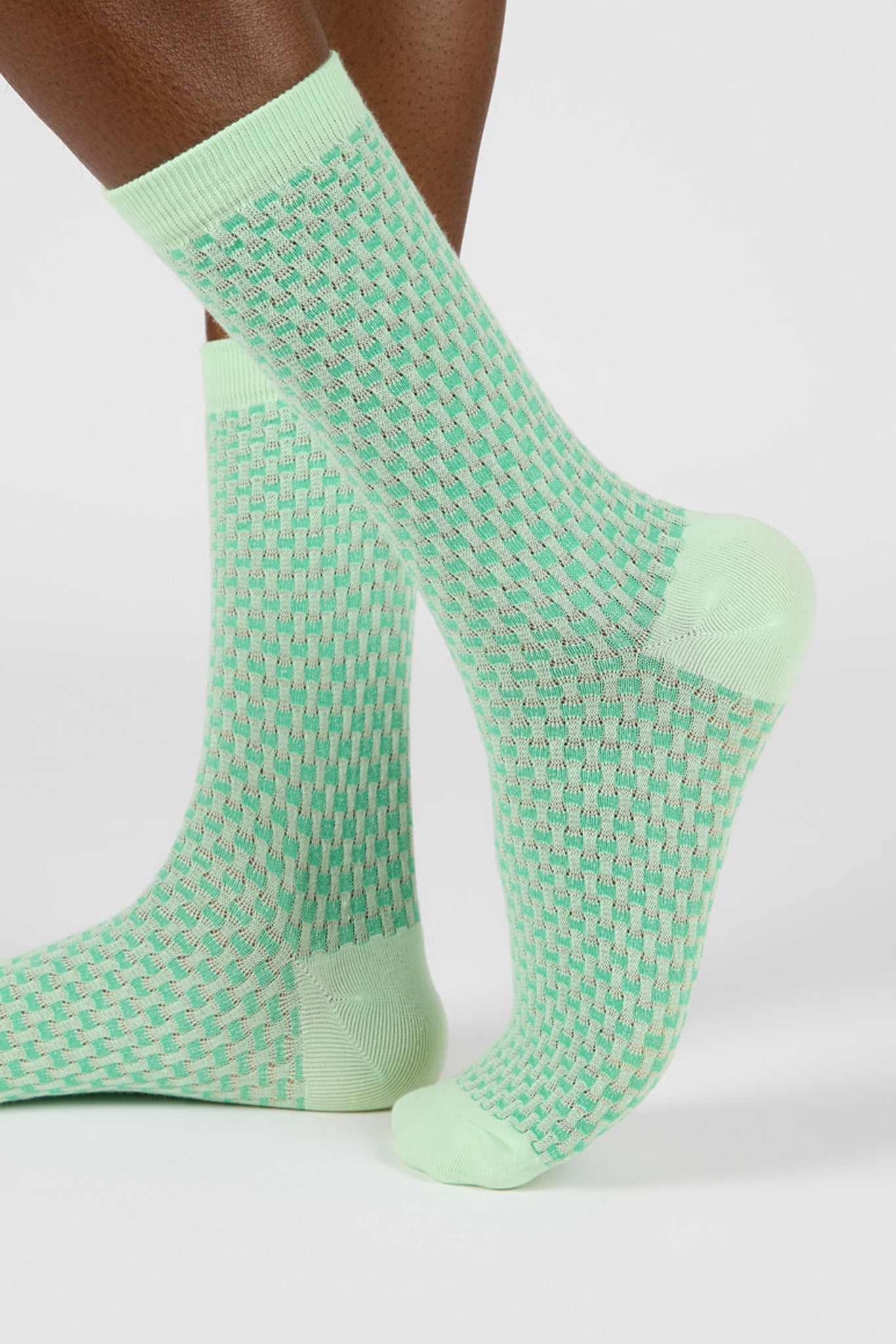 Mint green two tone waffle socks_1