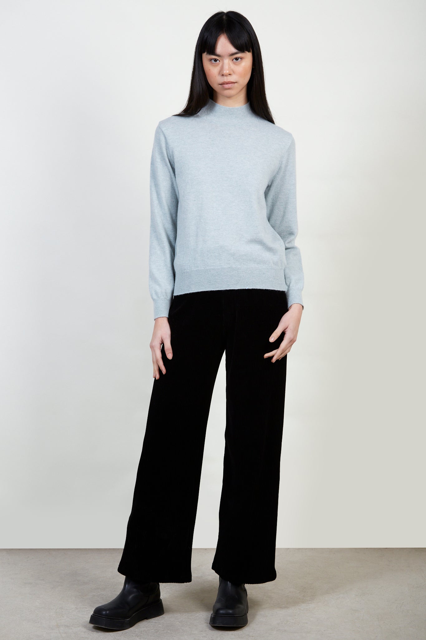 Mint green alpaca blend mock neck knit top_2