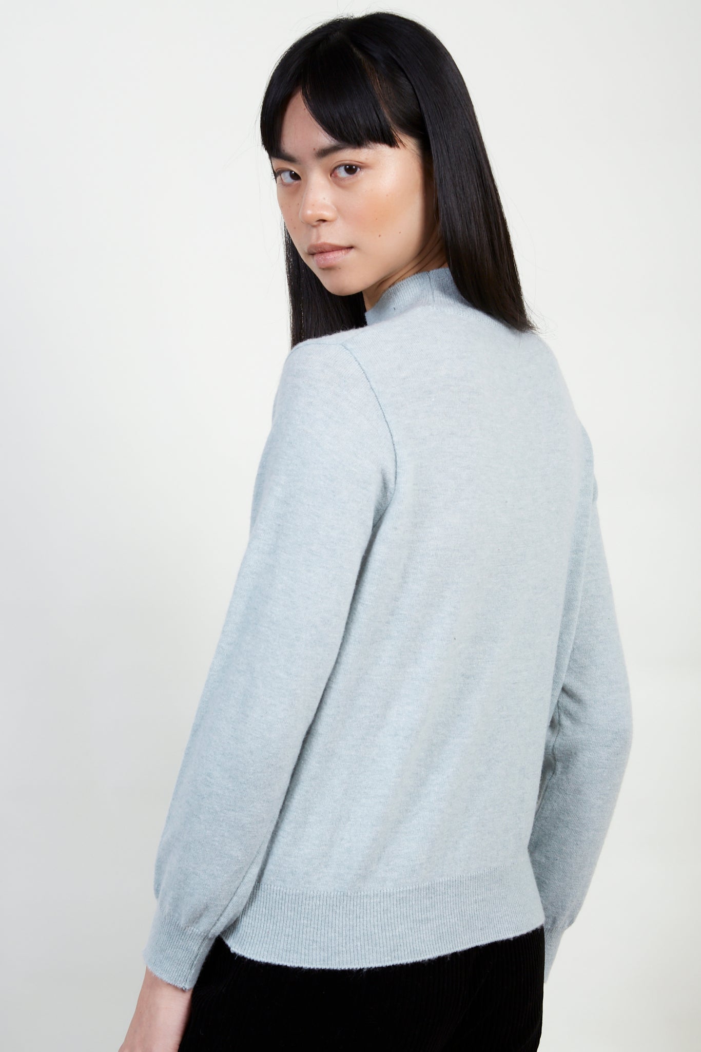 Mint green alpaca blend mock neck knit top_3