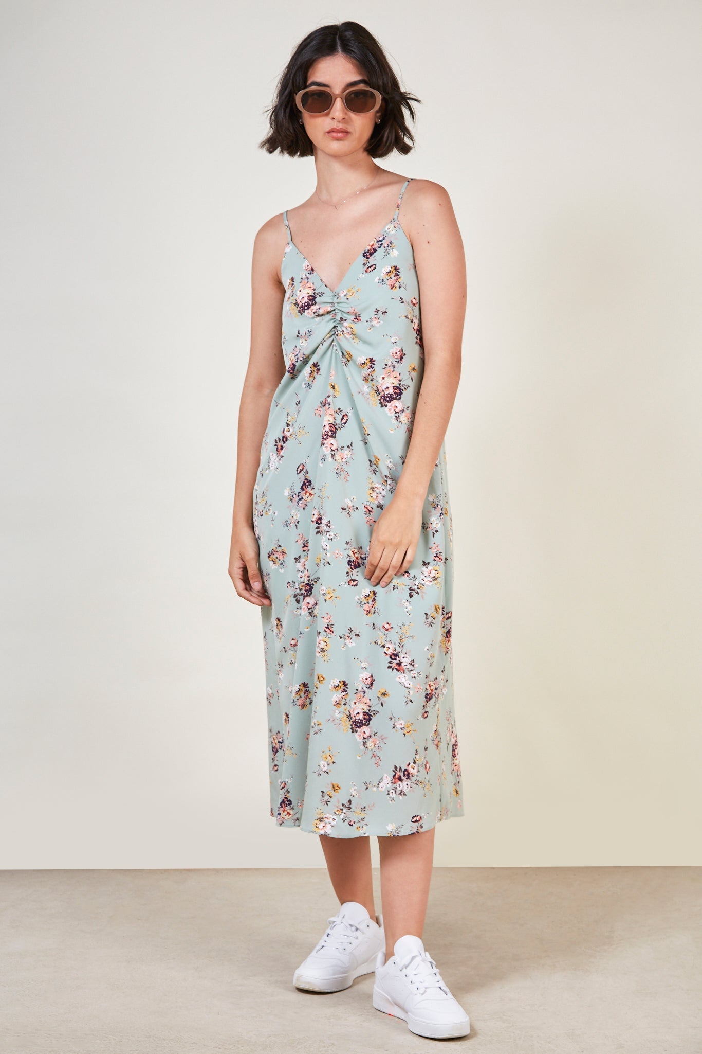 Mint green floral spaghetti strap dress_3