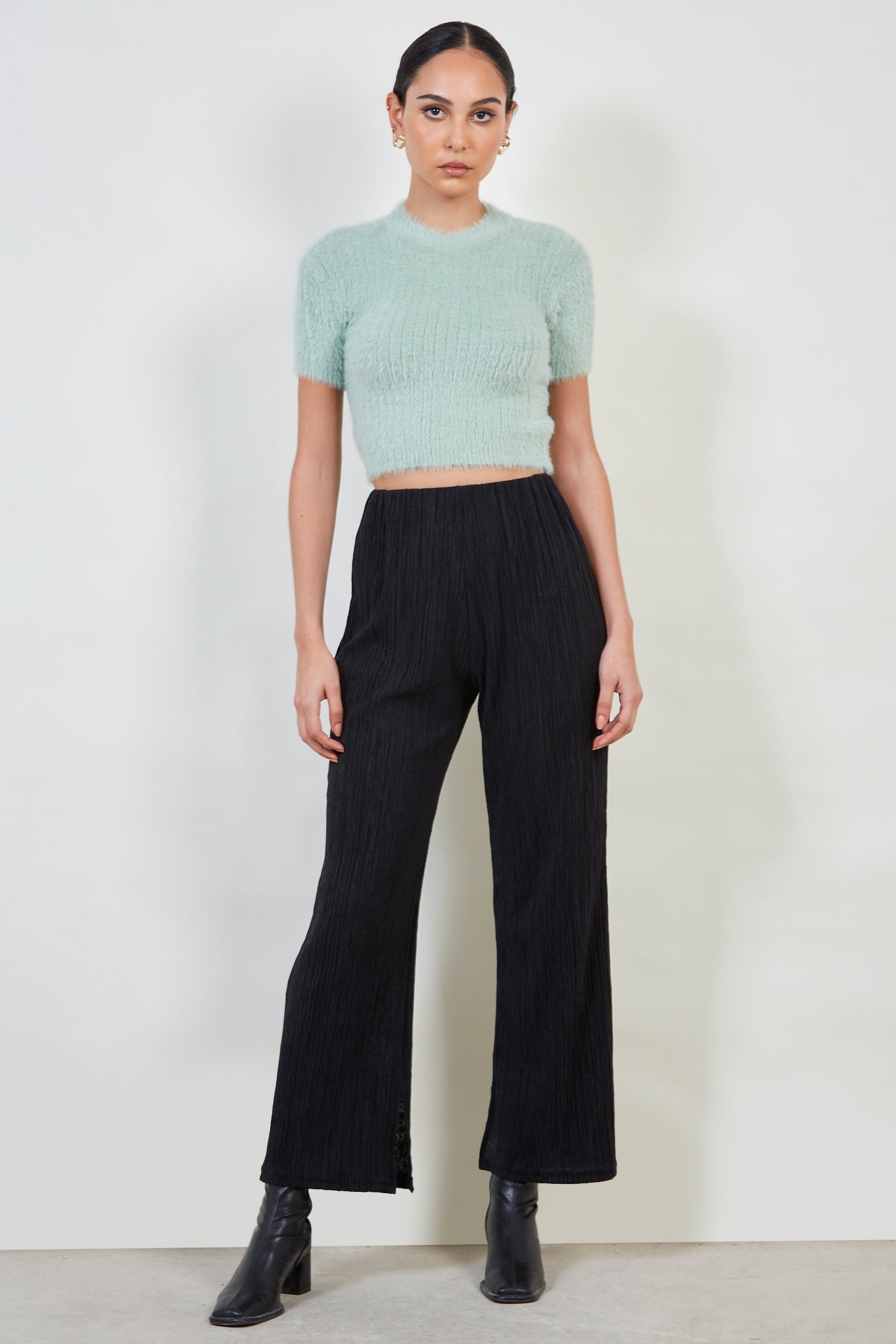 Mint green fluffy knit tee_2