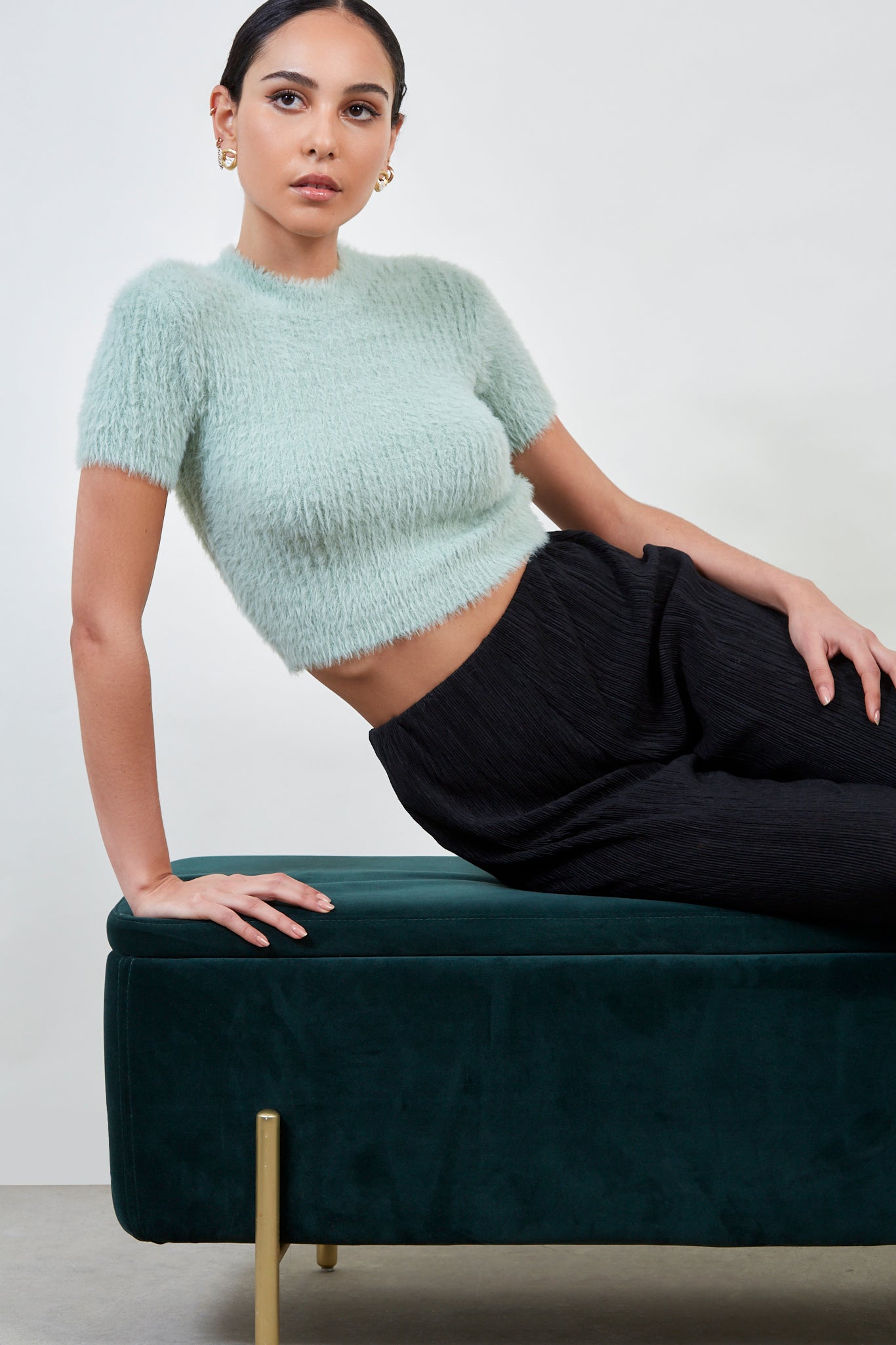Mint green fluffy knit tee_5
