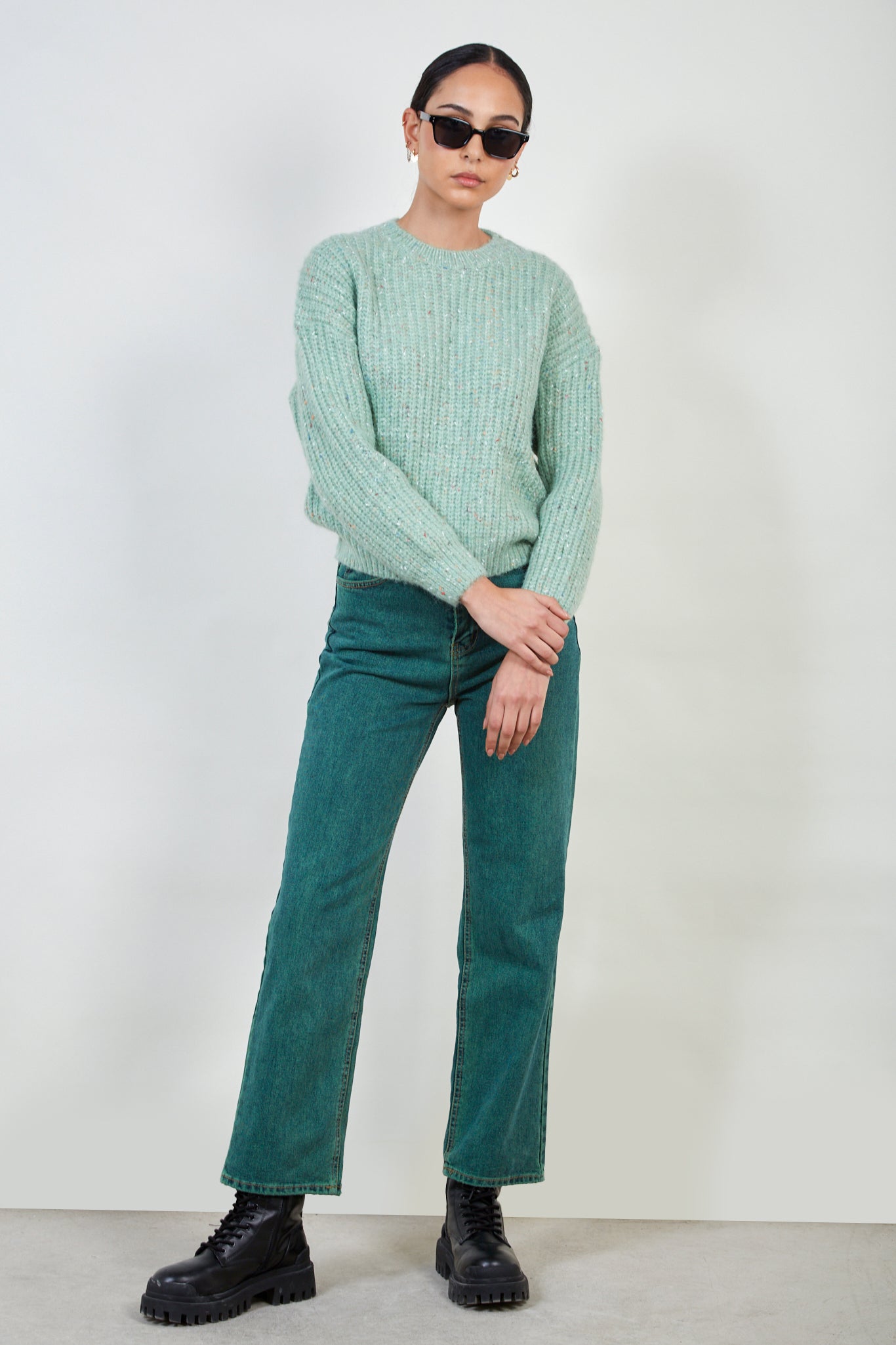 Mint green rainbow fleck ribbed jumper_2