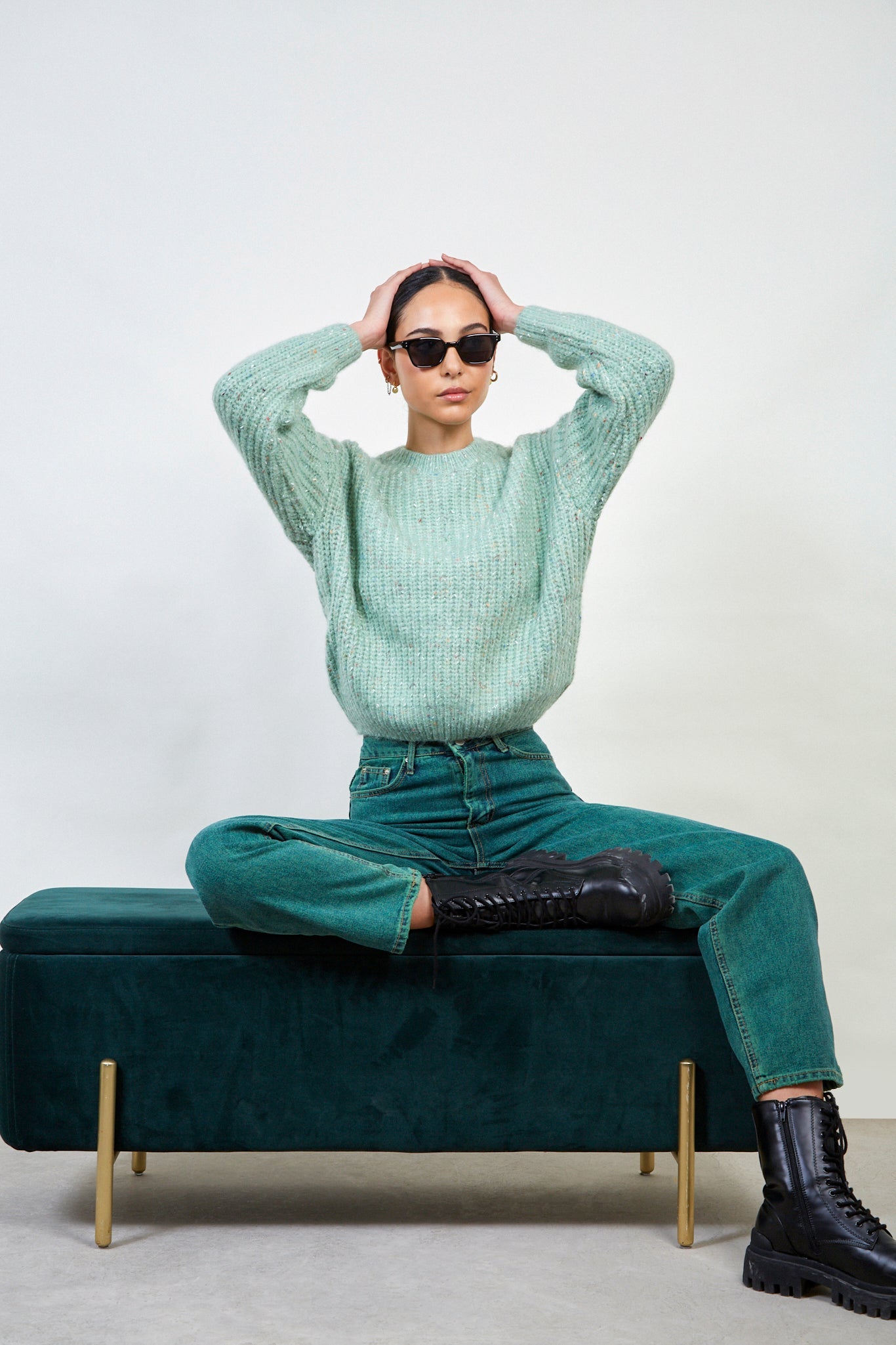 Mint green rainbow fleck ribbed jumper_5