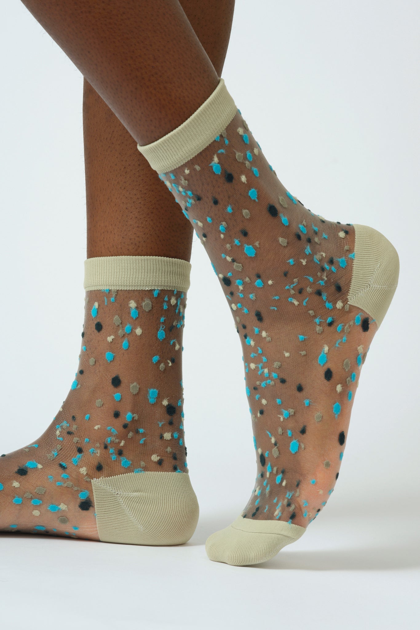 Mint sheer multicolour dot socks_2
