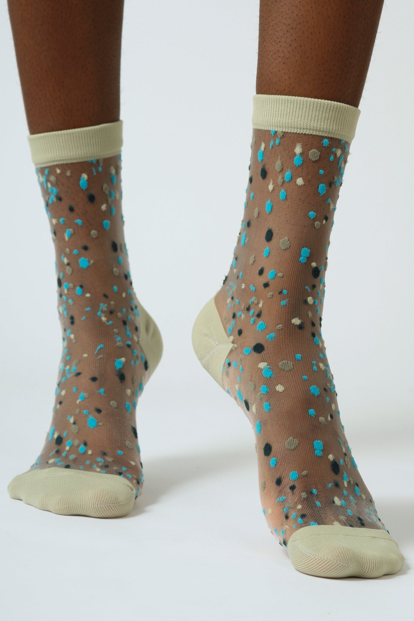 Mint sheer multicolour dot socks_3