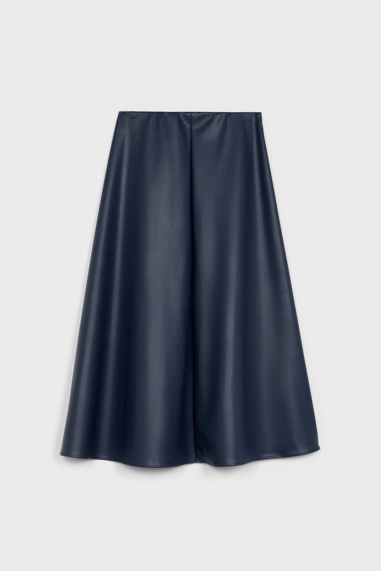Navy blue vegan leather long skirt_6