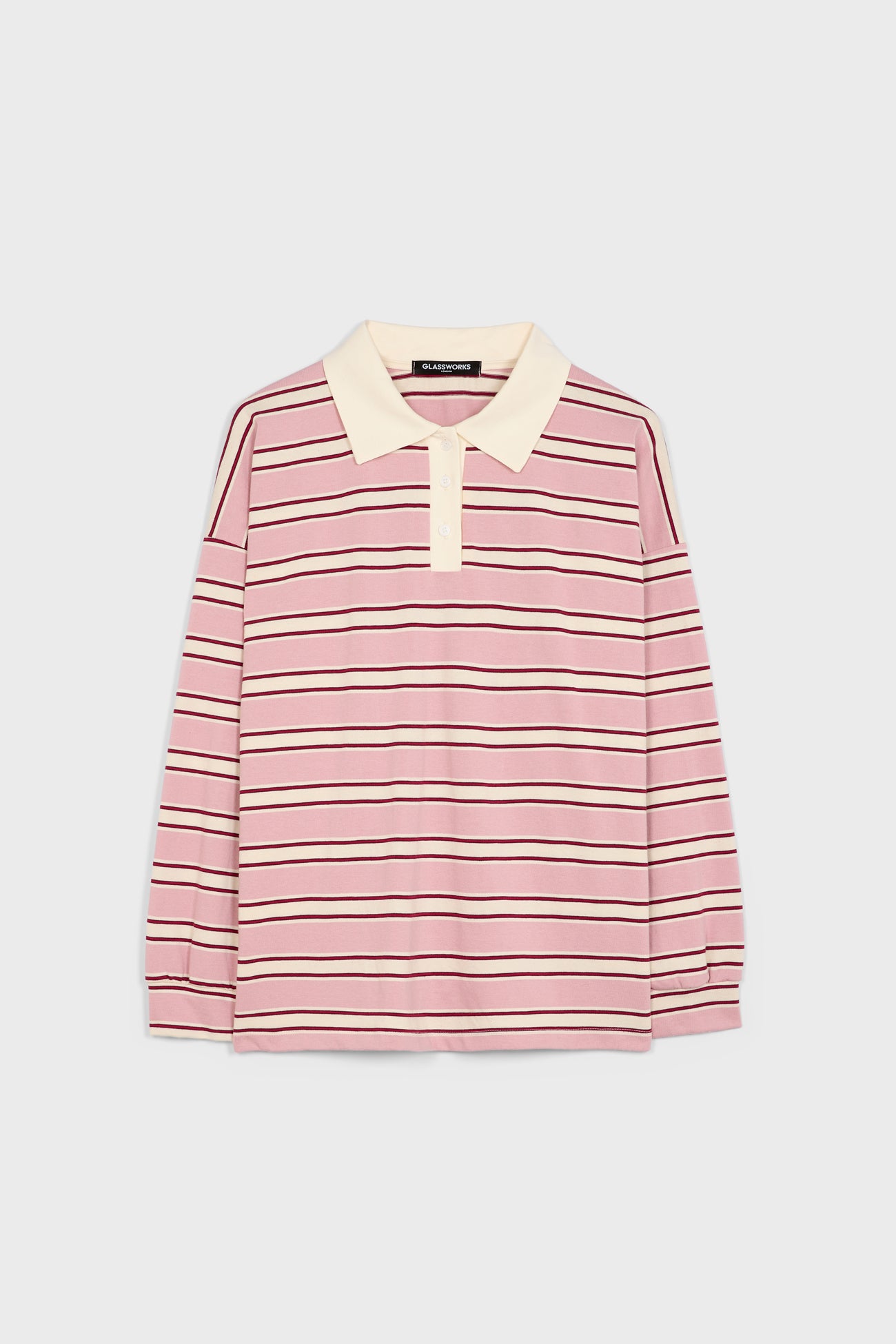 Pink red and ivory striped rugby top_6
