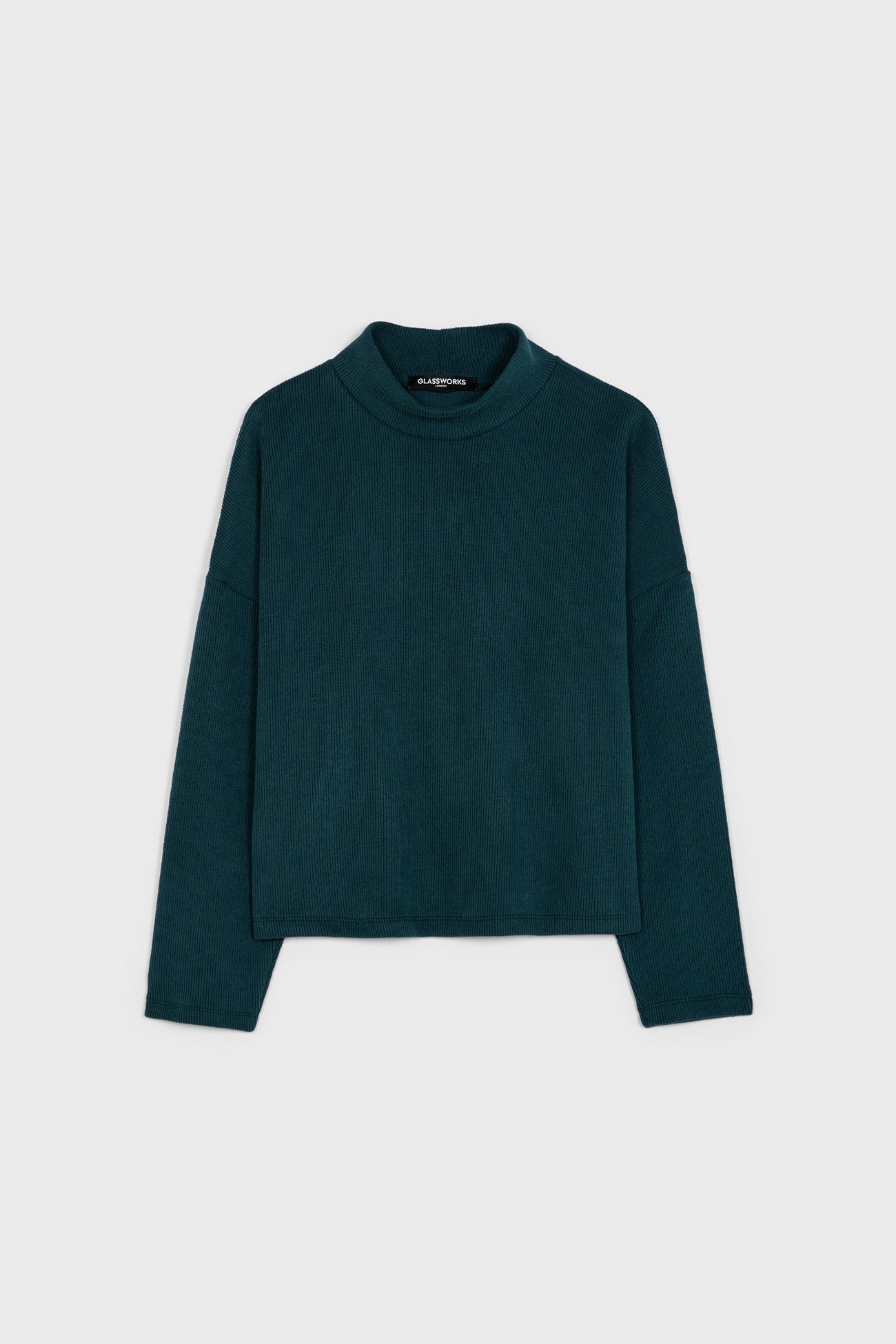 Teal micro ribbed mock neck top_7