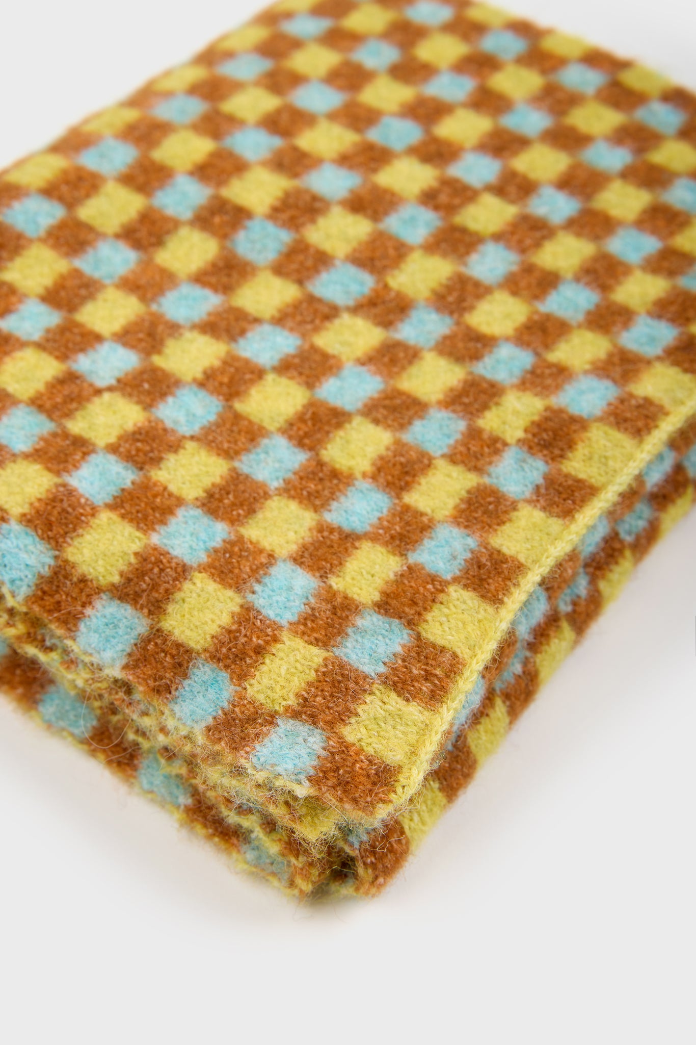 Mustard beige and blue gingham scarf_3