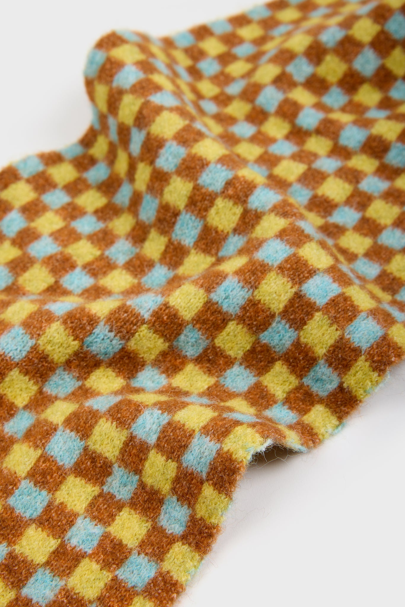 Mustard beige and blue gingham scarf_2