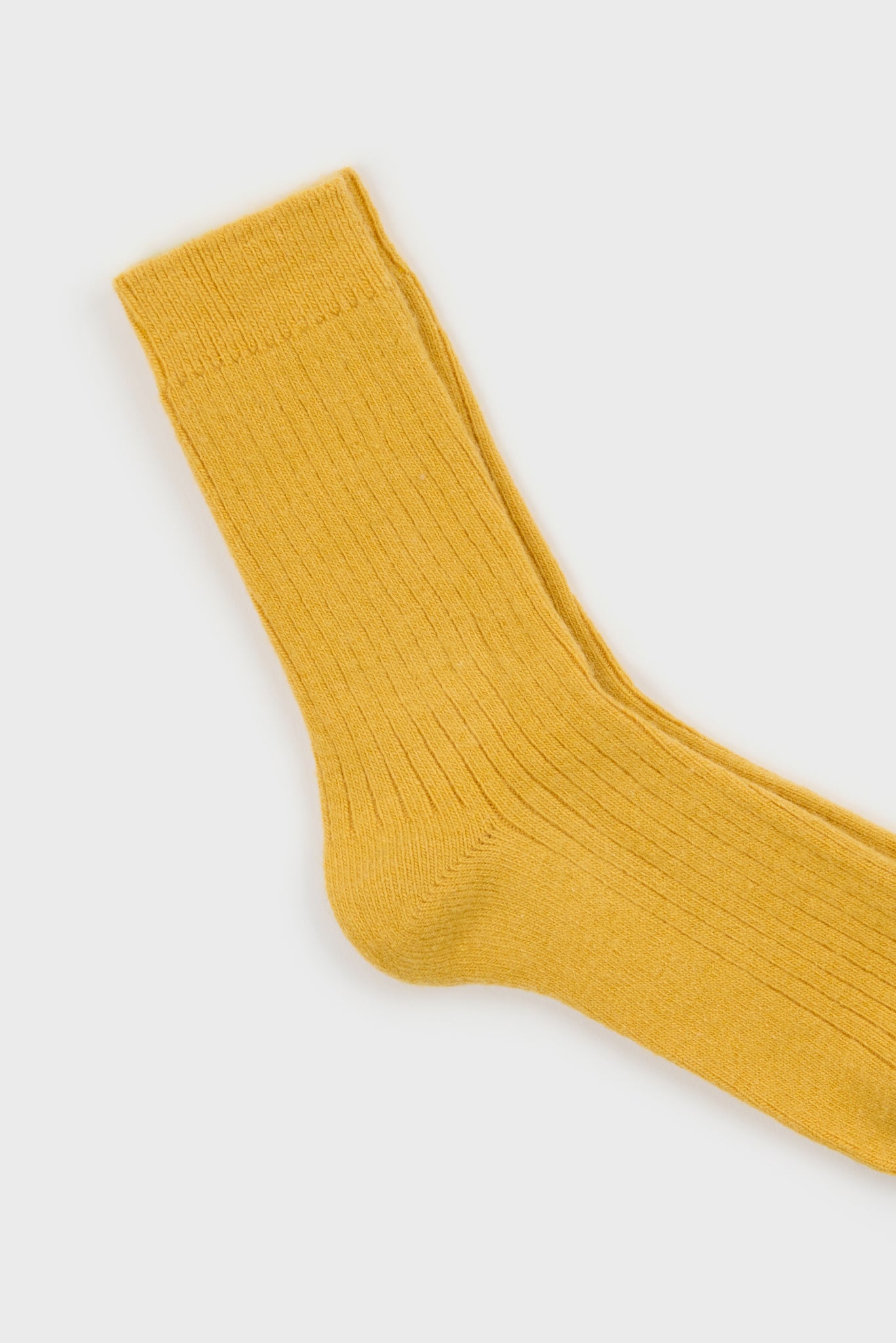 Mustard ribbed cashmere wool blend socks_2